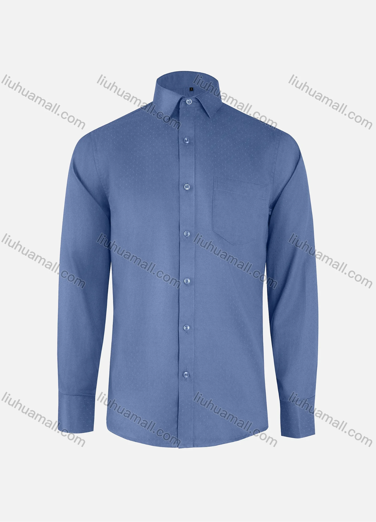 Wholesale Men's Formal Plain Collared Button Down Patch Pocket Long Sleeve Shirts - Liuhuamall