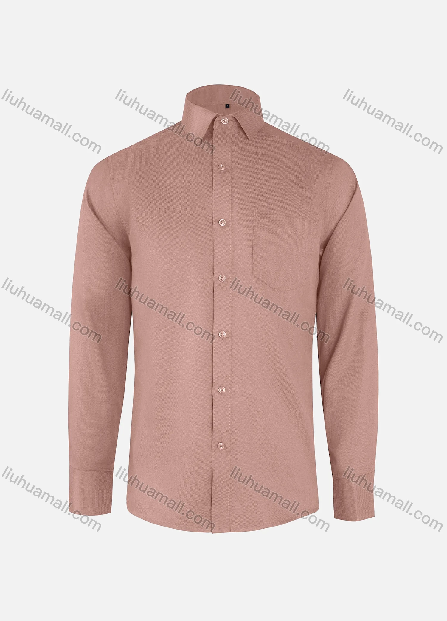 Wholesale Men's Formal Plain Collared Button Down Patch Pocket Long Sleeve Shirts - Liuhuamall