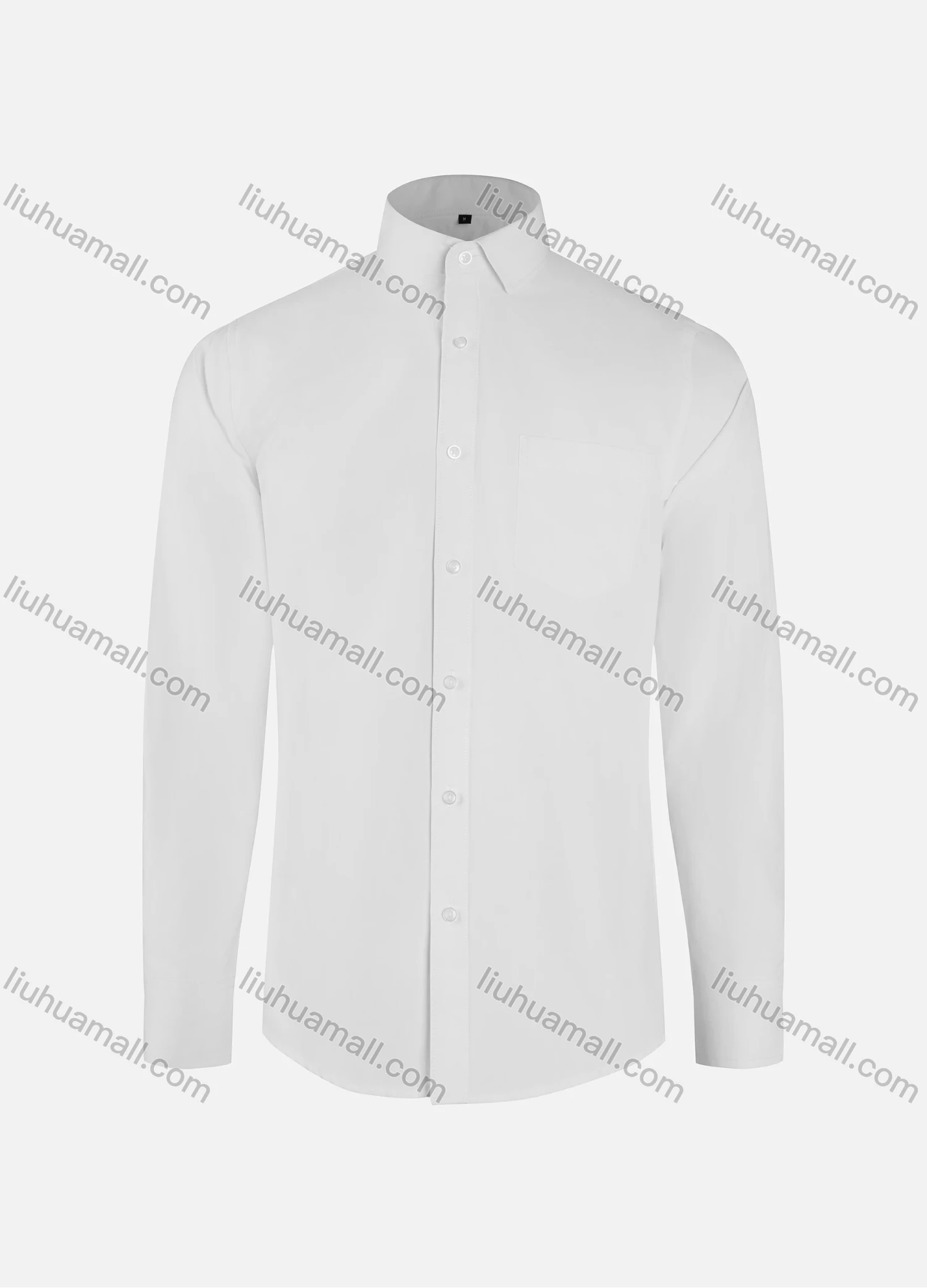 Wholesale Men's Formal Plain Collared Button Down Patch Pocket Long Sleeve Shirts - Liuhuamall
