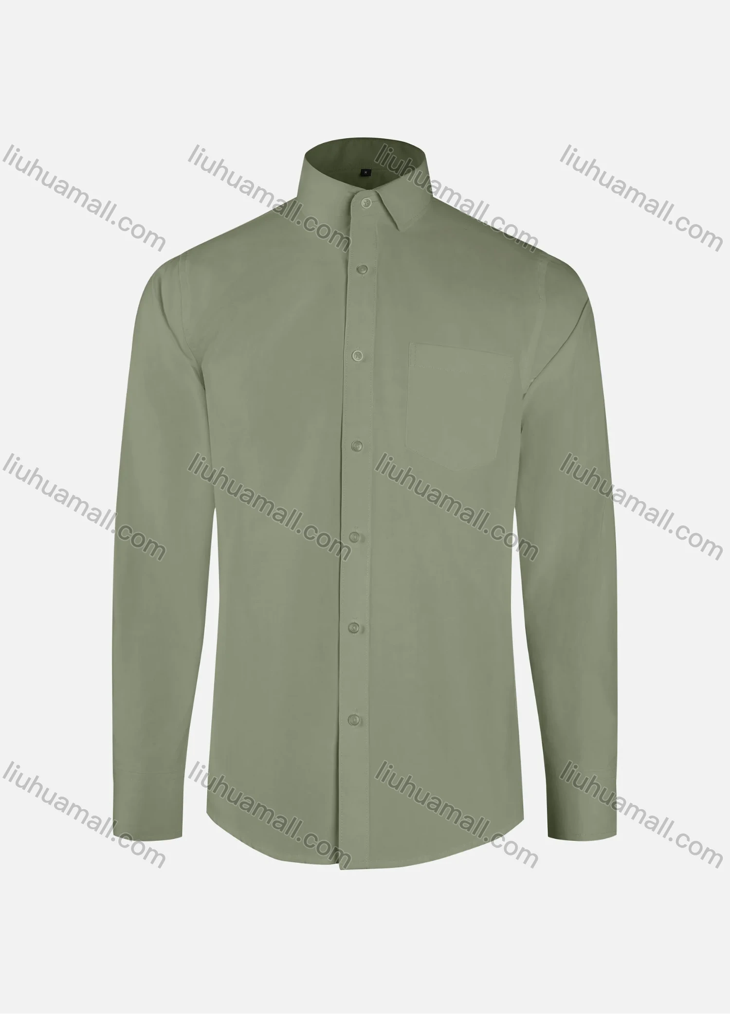 Wholesale Men's Formal Plain Collared Button Down Patch Pocket Long Sleeve Shirts - Liuhuamall