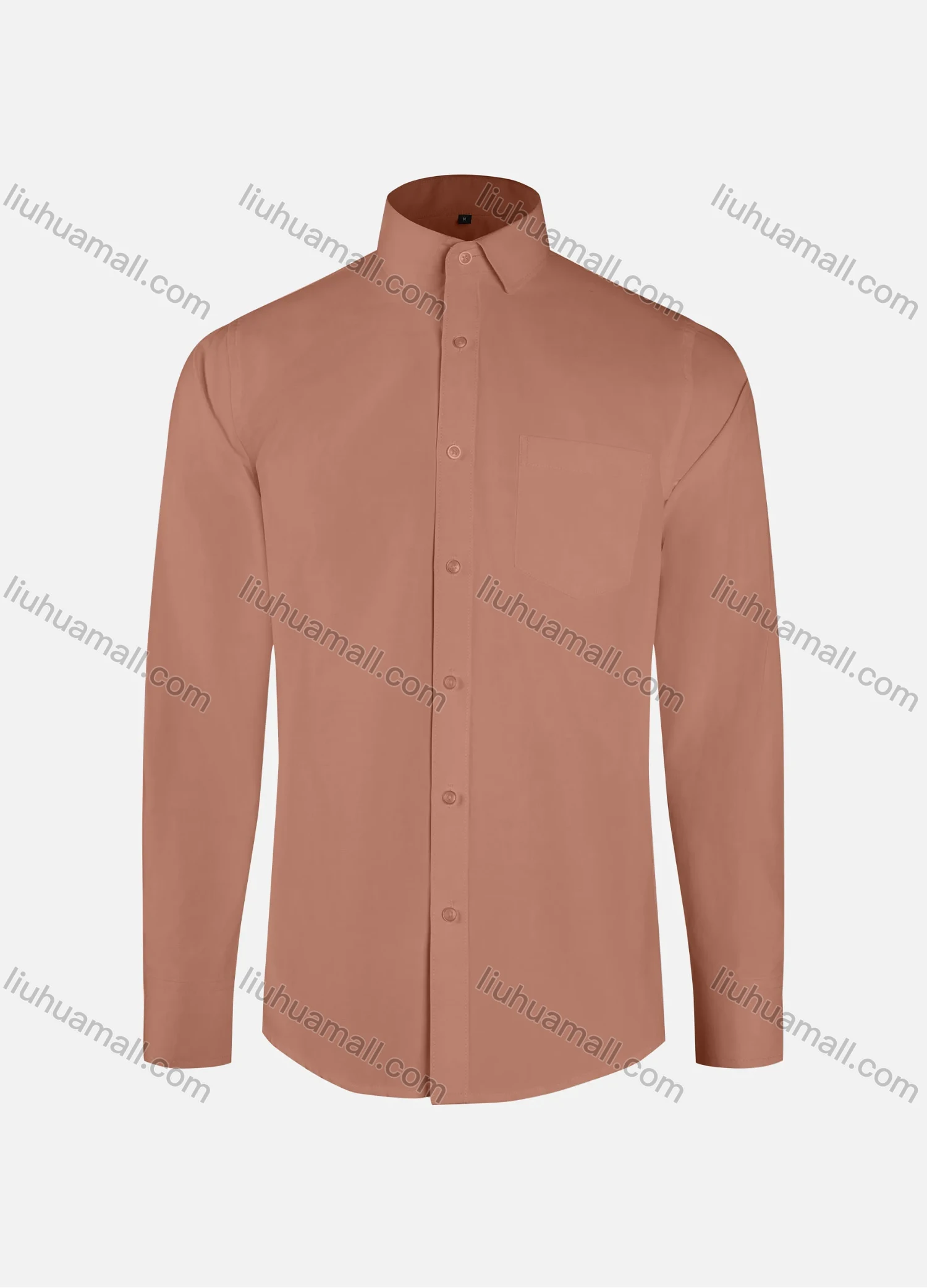 Wholesale Men's Formal Plain Collared Button Down Patch Pocket Long Sleeve Shirts - Liuhuamall