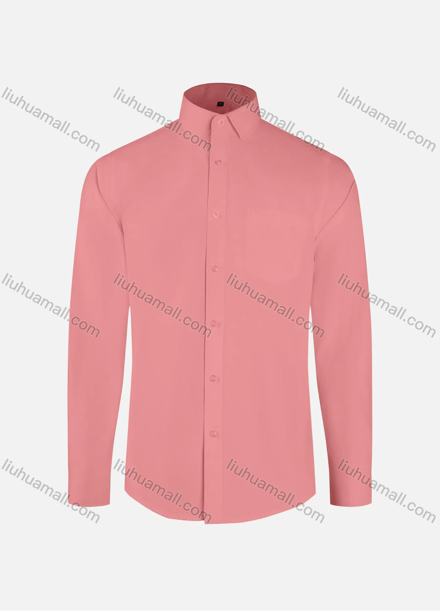 Wholesale Men's Formal Plain Collared Button Down Patch Pocket Long Sleeve Shirts - Liuhuamall