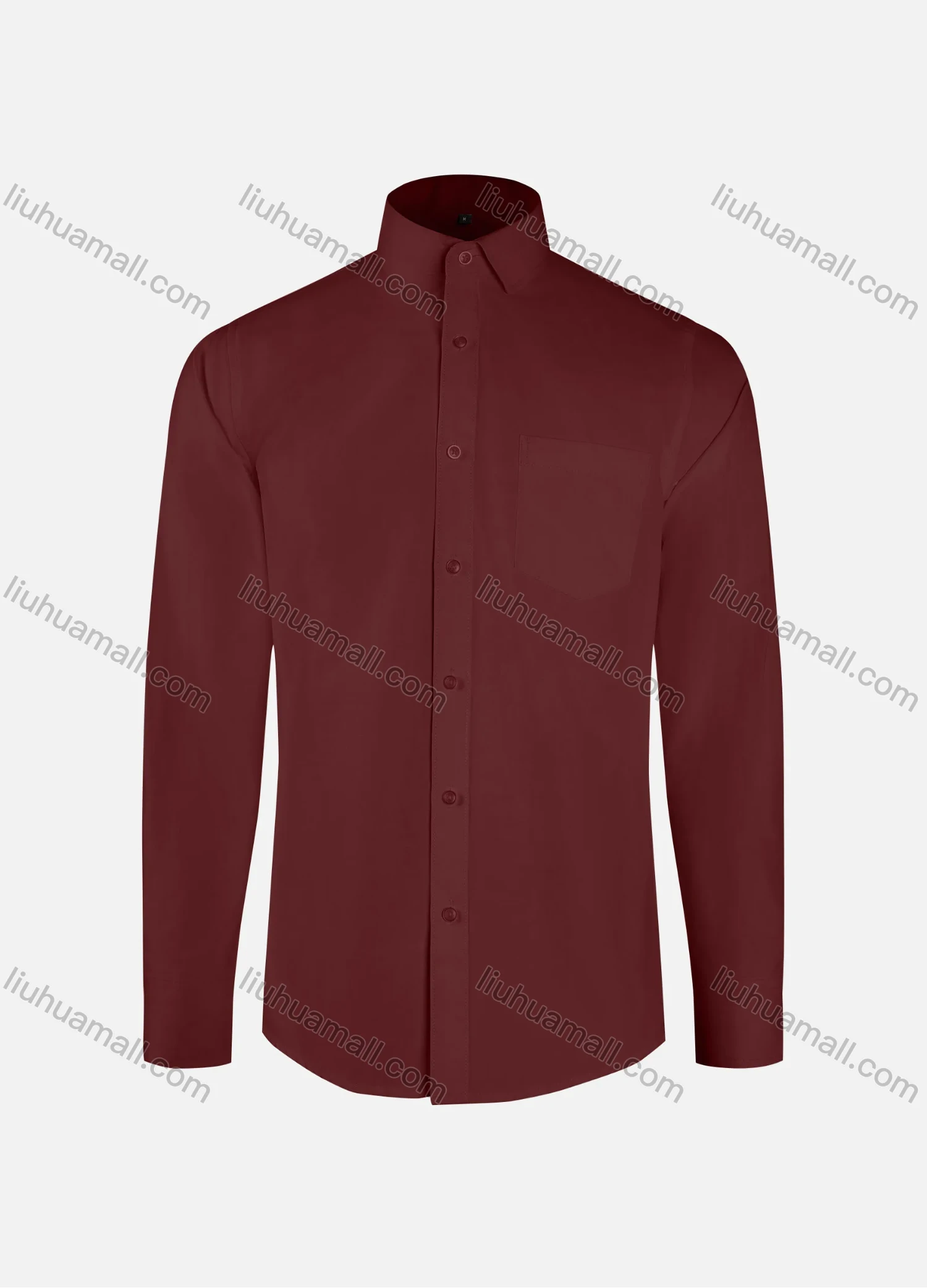 Wholesale Men's Formal Plain Collared Button Down Patch Pocket Long Sleeve Shirts - Liuhuamall
