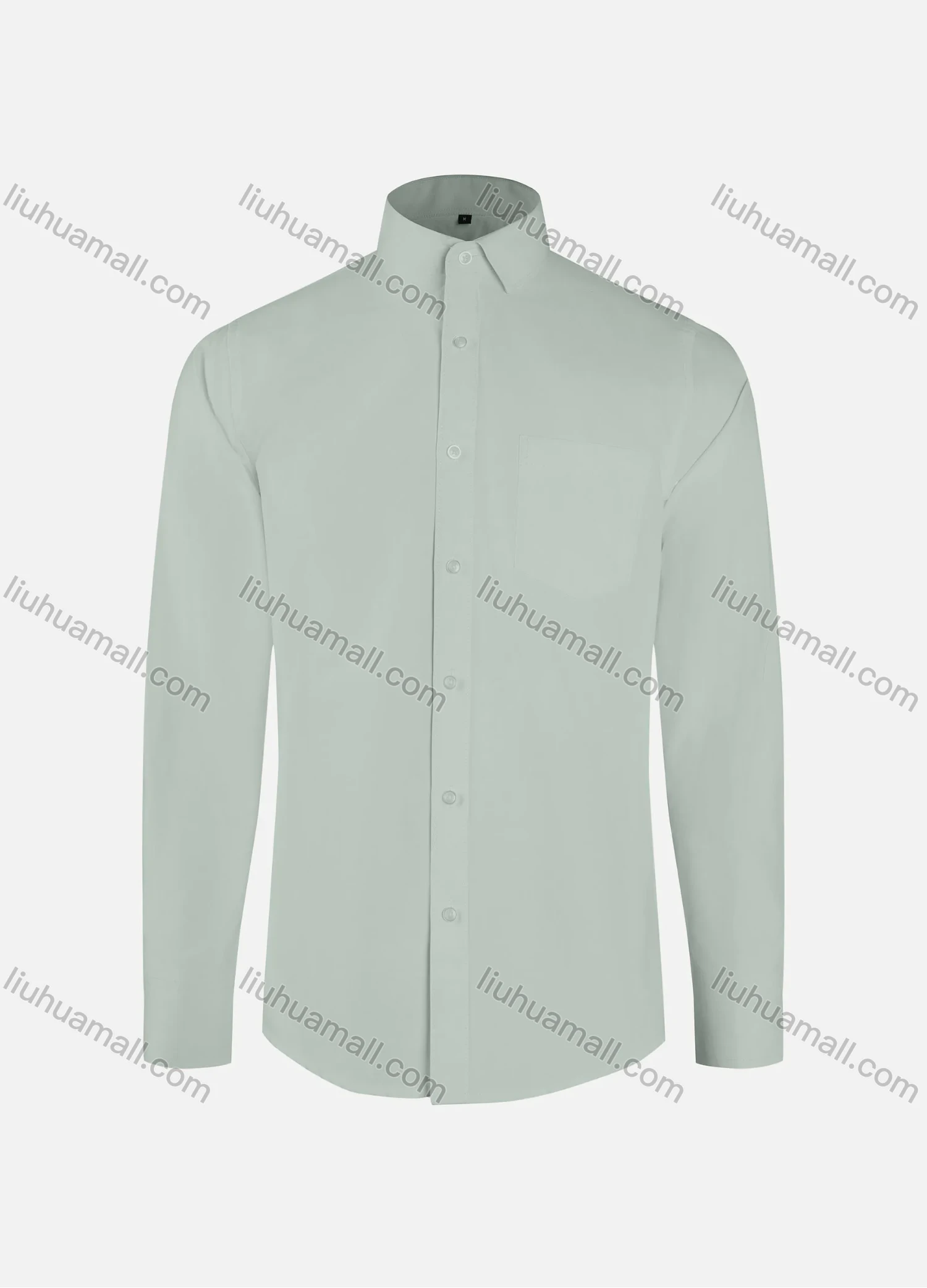 Wholesale Men's Formal Plain Collared Button Down Patch Pocket Long Sleeve Shirts - Liuhuamall