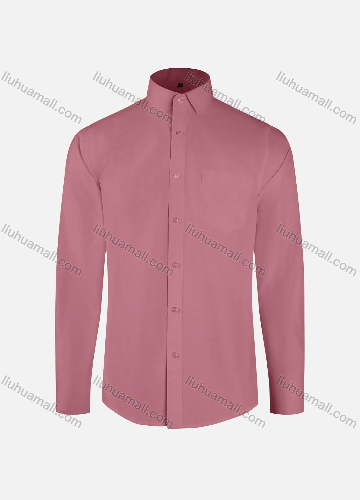 Wholesale Men's Formal Plain Collared Button Down Patch Pocket Long Sleeve Shirts - Liuhuamall