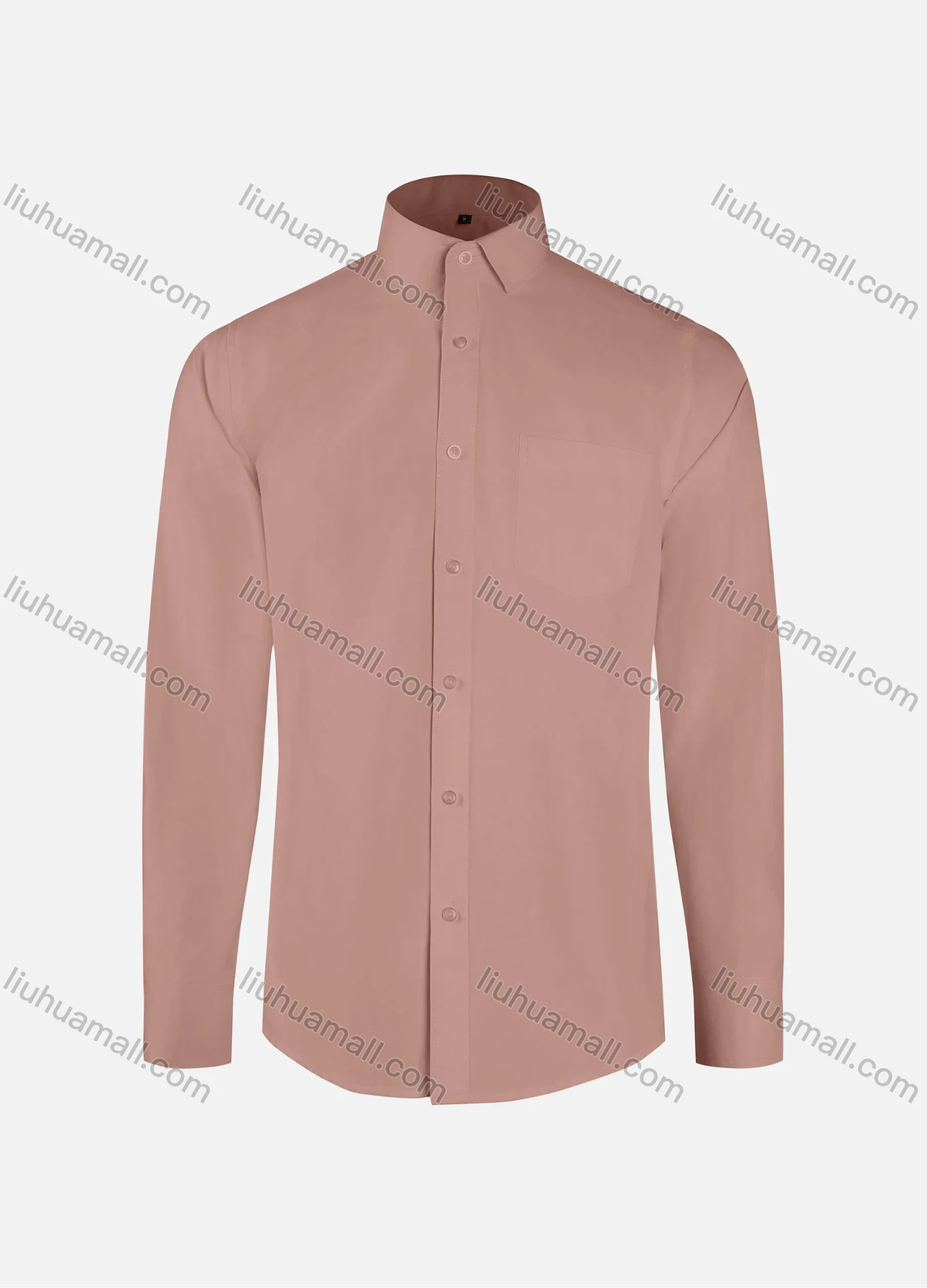 Wholesale Men's Formal Plain Collared Button Down Patch Pocket Long Sleeve Shirts - Liuhuamall