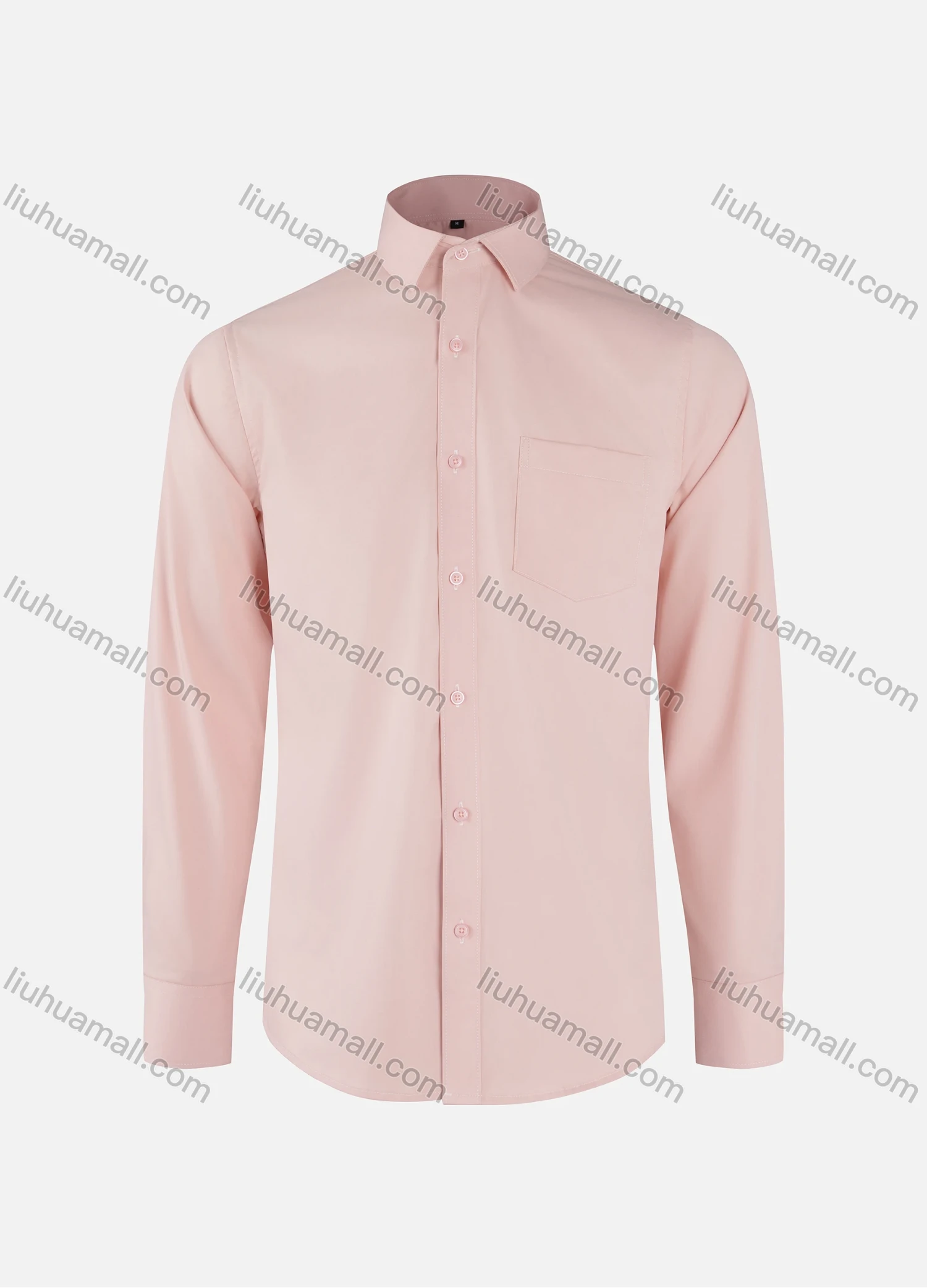 Wholesale Men's Business Plain Collared Button Down Patch Pocket Long Sleeve Shirts - Liuhuamall