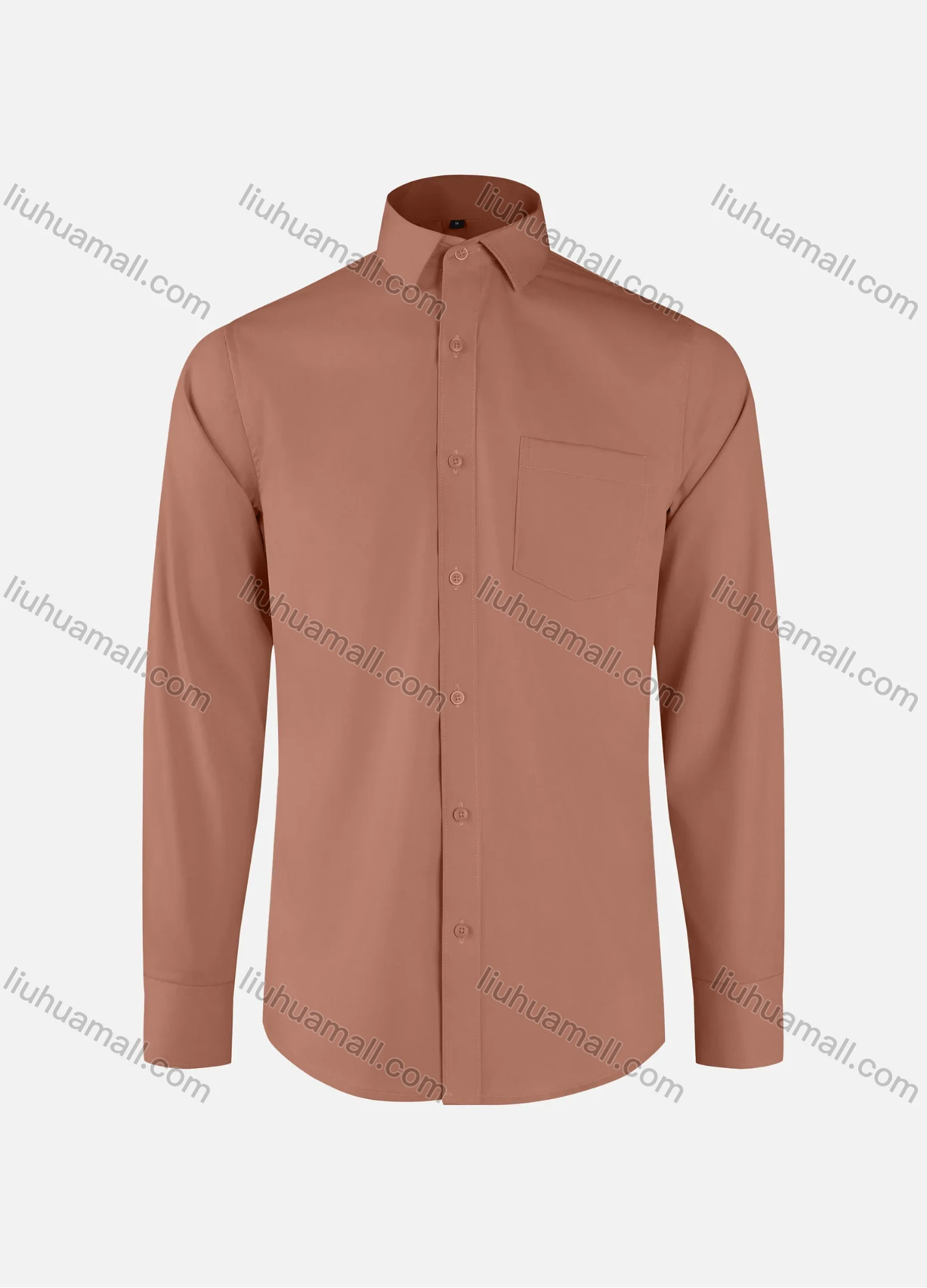 Wholesale Men's Business Plain Collared Button Down Patch Pocket Long Sleeve Shirts - Liuhuamall