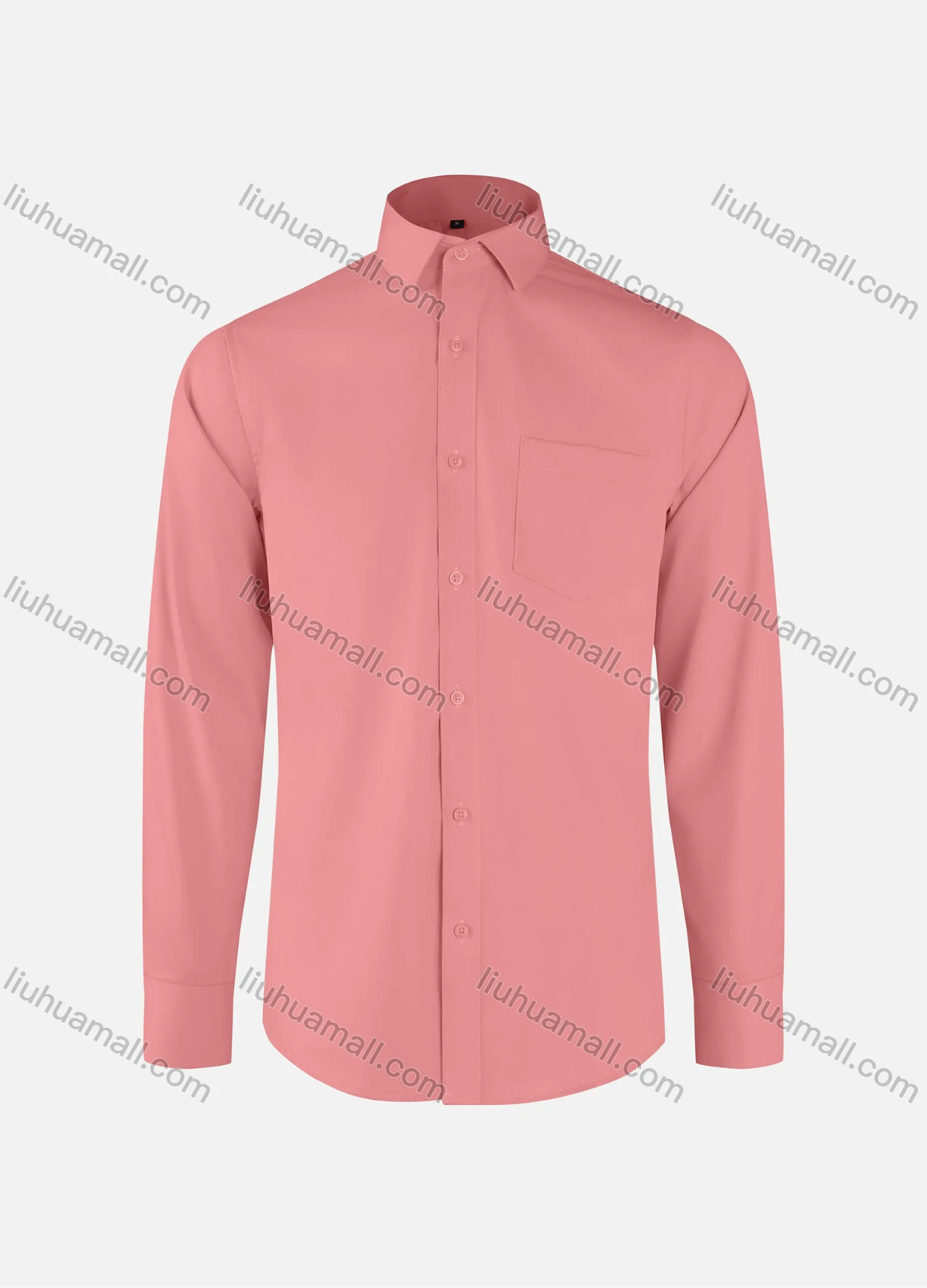 Wholesale Men's Business Plain Collared Button Down Patch Pocket Long Sleeve Shirts - Liuhuamall