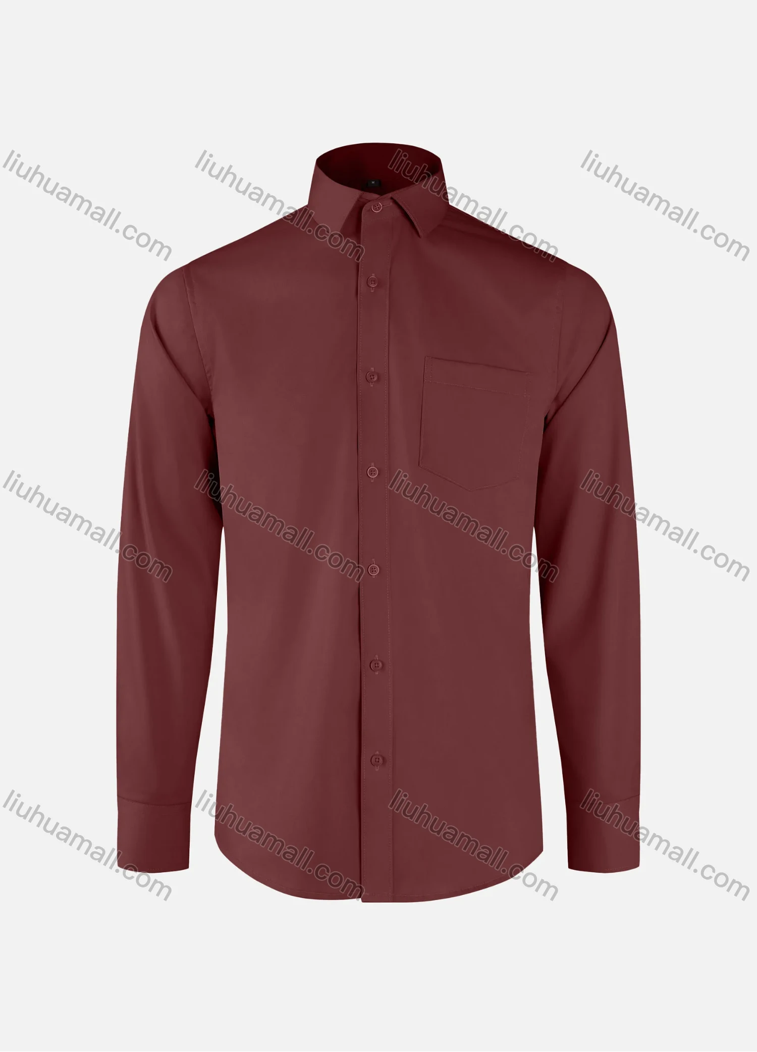 Wholesale Men's Business Plain Collared Button Down Patch Pocket Long Sleeve Shirts - Liuhuamall