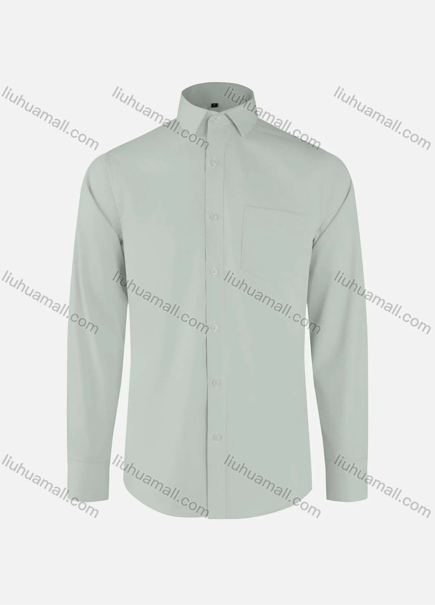 Wholesale Men's Business Plain Collared Button Down Patch Pocket Long Sleeve Shirts - Liuhuamall