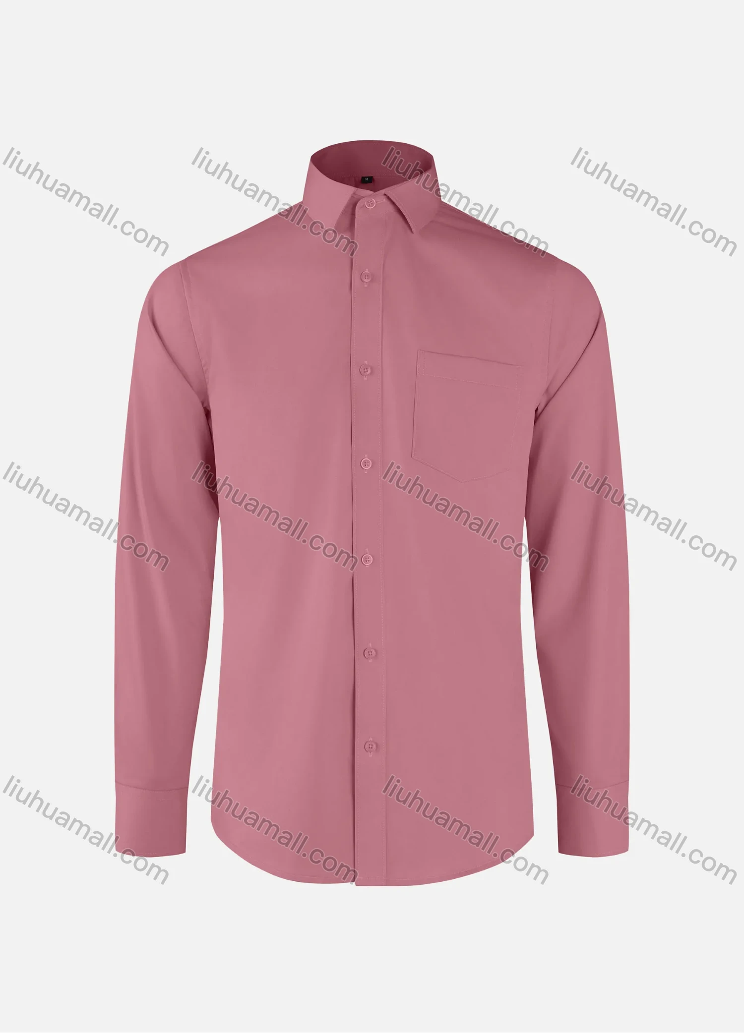 Wholesale Men's Business Plain Collared Button Down Patch Pocket Long Sleeve Shirts - Liuhuamall