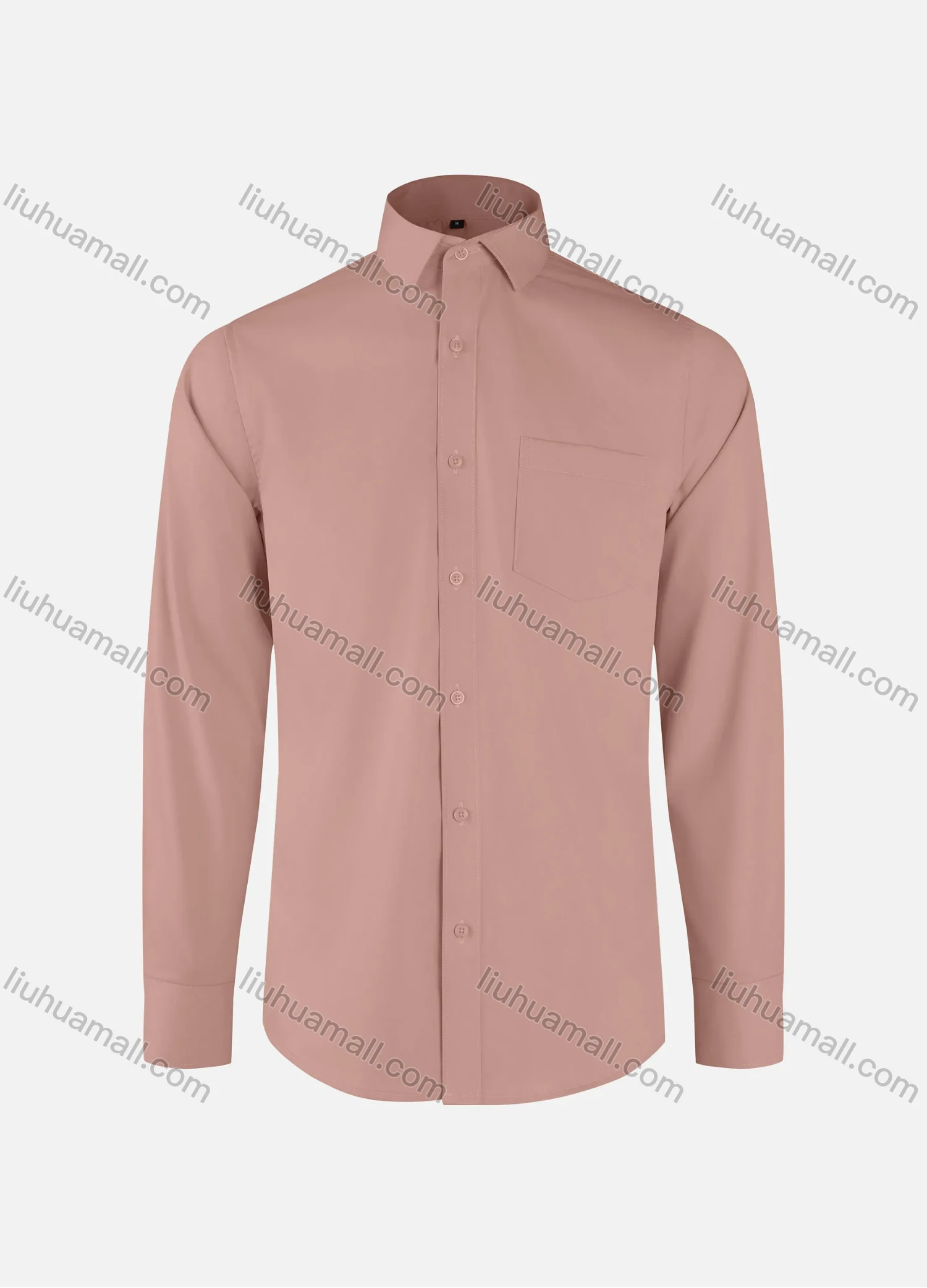Wholesale Men's Business Plain Collared Button Down Patch Pocket Long Sleeve Shirts - Liuhuamall