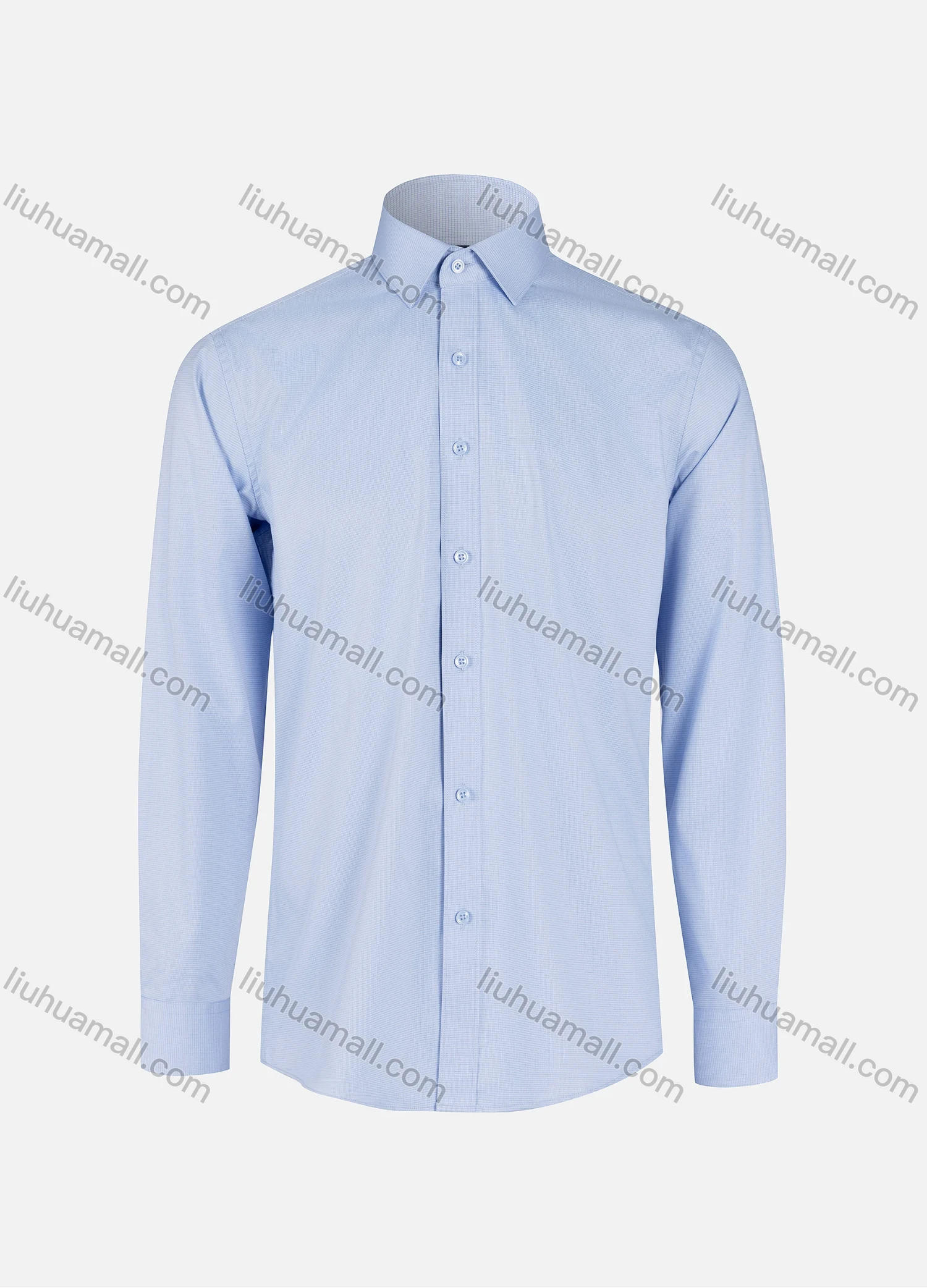 Wholesale Men's Business Plain Collared Button Down Long Sleeve Formal Shirts - Liuhuamall