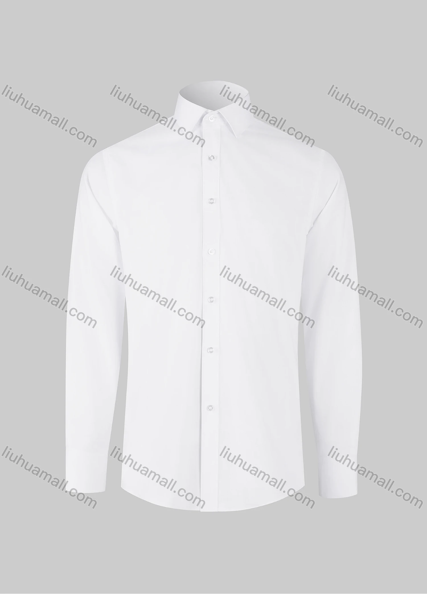 Wholesale Men's Business Plain Collared Button Down Long Sleeve Formal Shirts - Liuhuamall