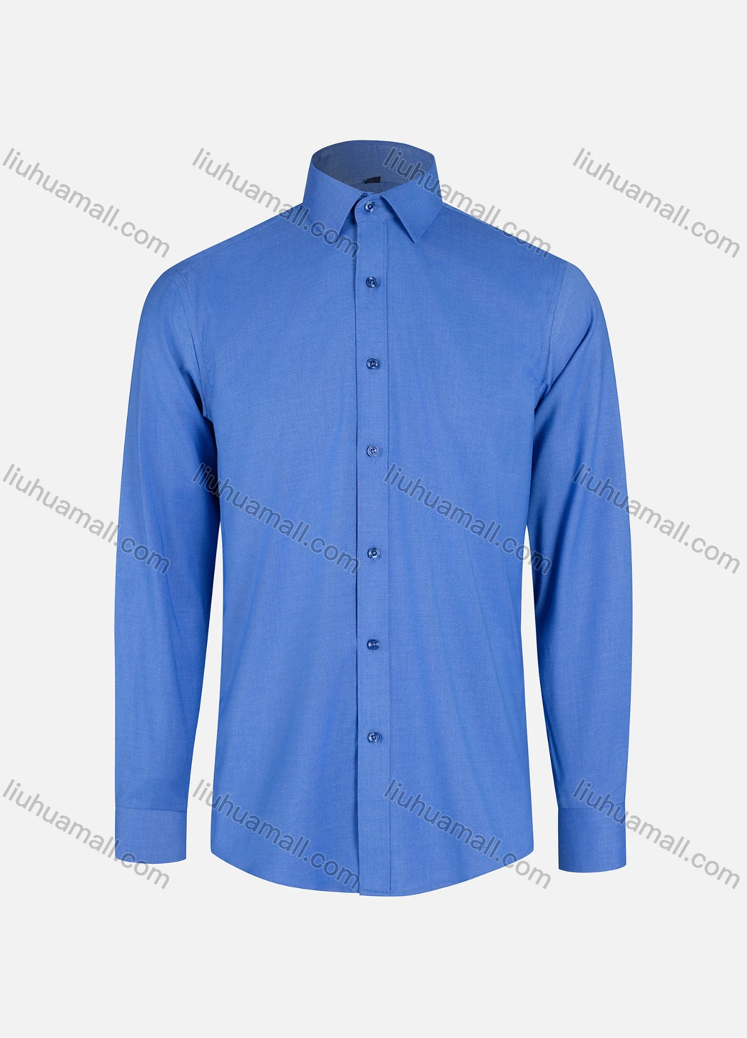 Wholesale Men's Business Plain Collared Button Down Long Sleeve Formal Shirts - Liuhuamall