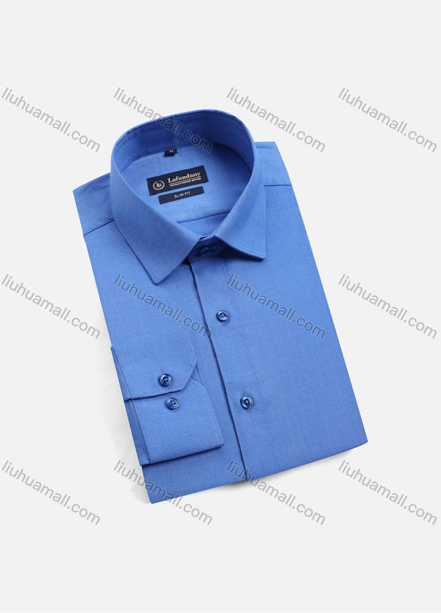 Wholesale Men's Business Plain Collared Button Down Long Sleeve Formal Shirts - Liuhuamall