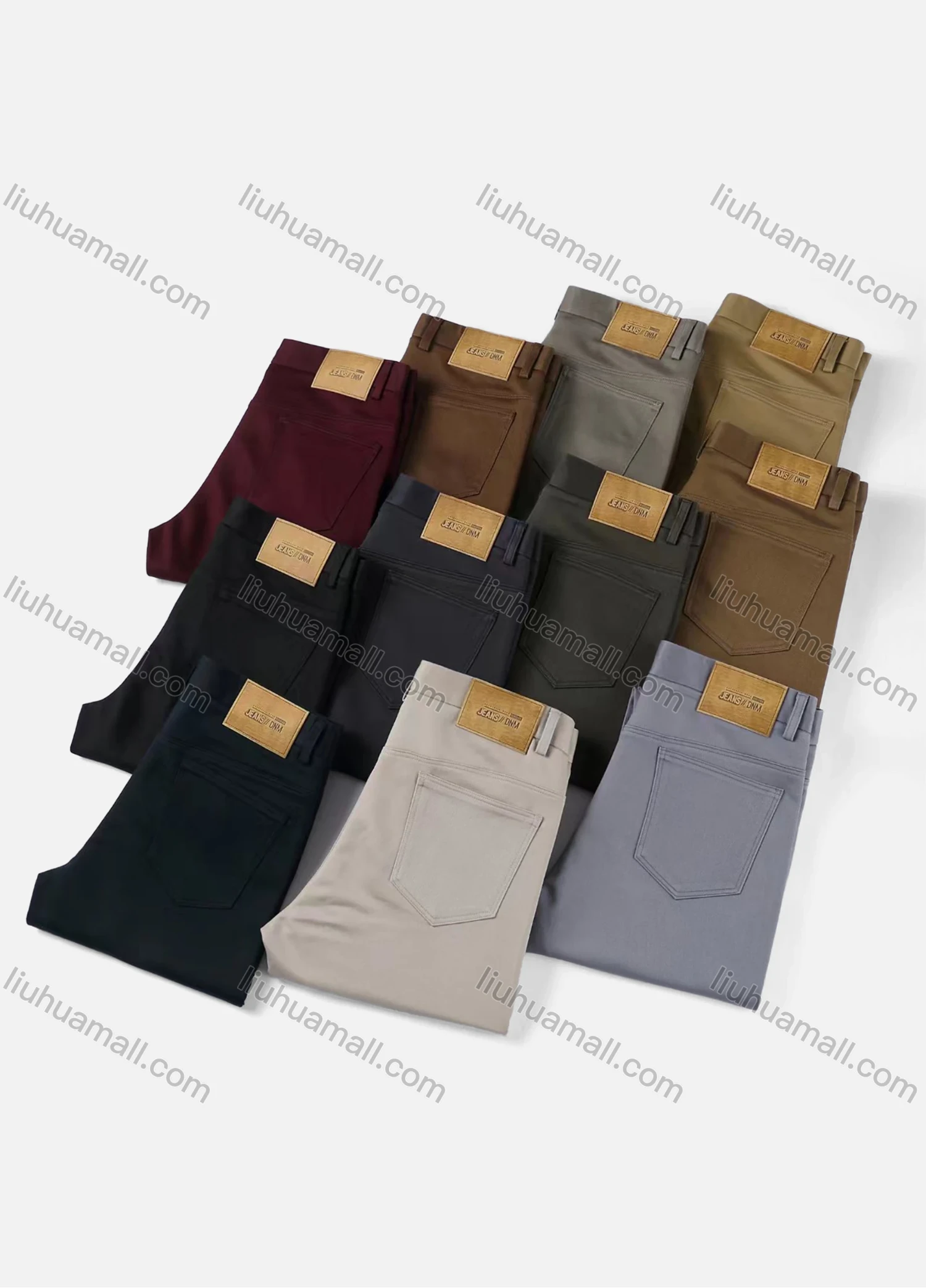 Wholesale Men's Casual Plain 100%Cotton Patch Pocket Button Closure Slim Fit Straight Leg Pant D0961# - Liuhuamall