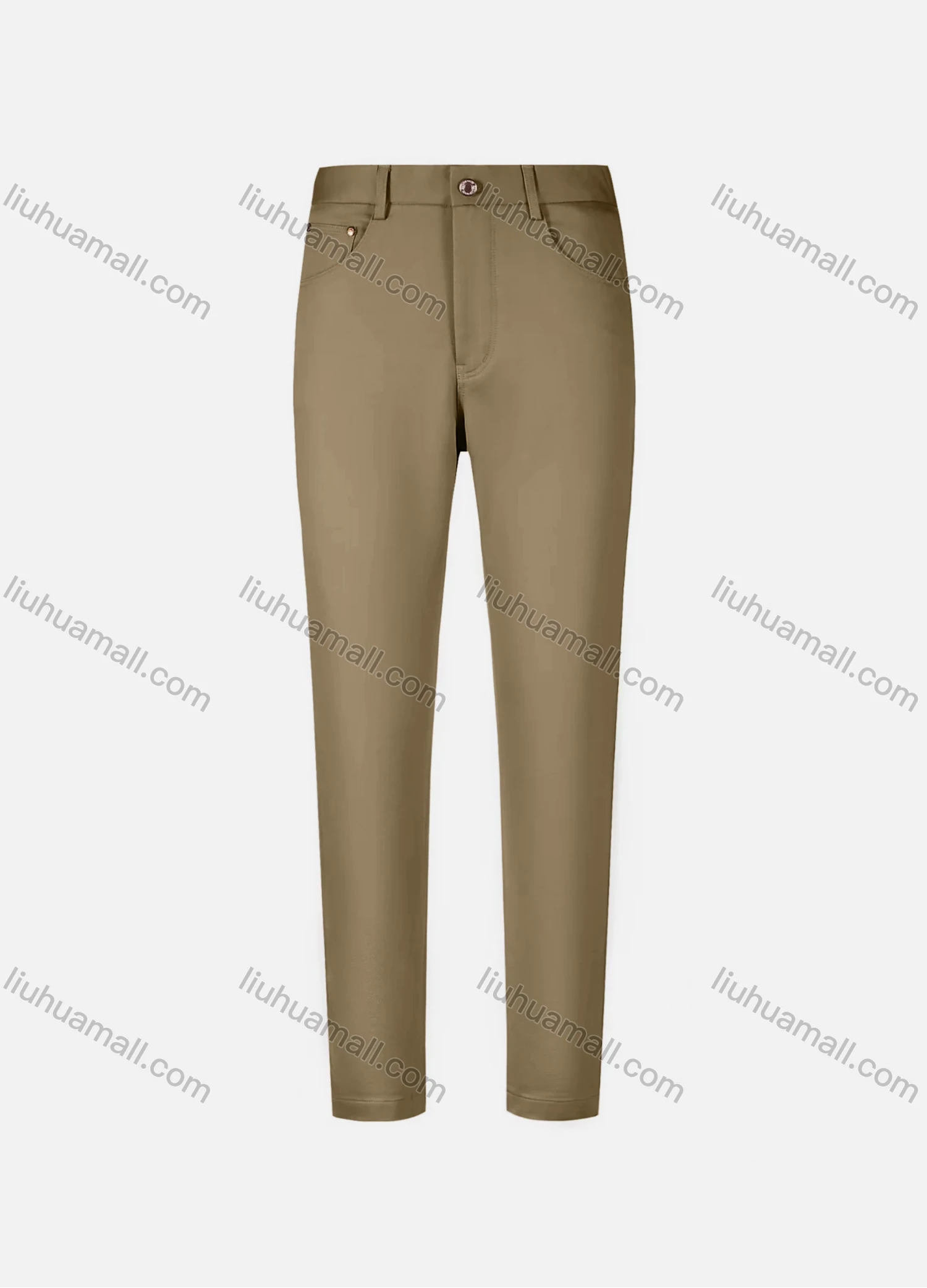Wholesale Men's Casual Plain 100%Cotton Patch Pocket Button Closure Slim Fit Straight Leg Pant D0961# - Liuhuamall