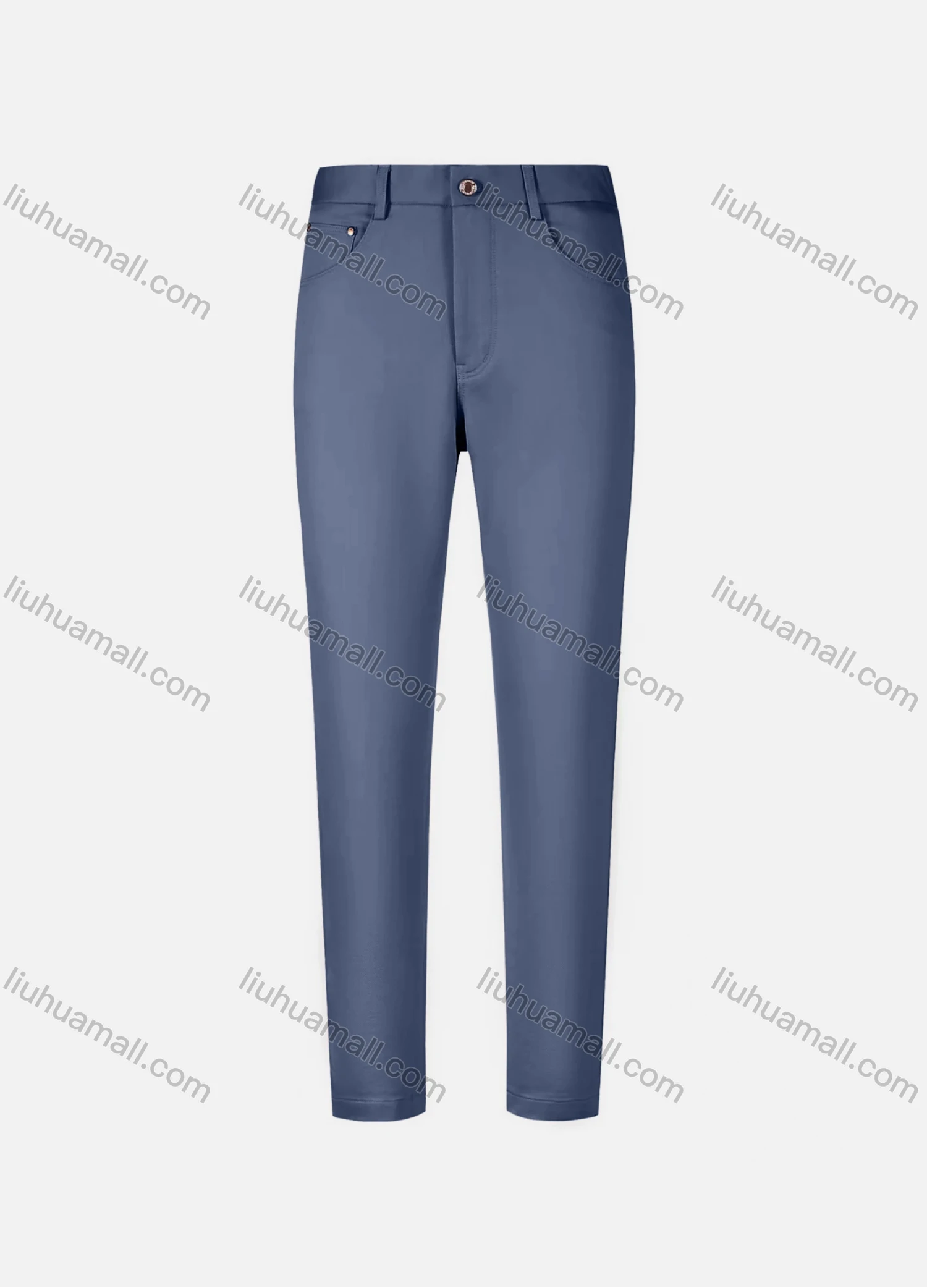 Wholesale Men's Casual Plain 100%Cotton Patch Pocket Button Closure Slim Fit Straight Leg Pant D0961# - Liuhuamall