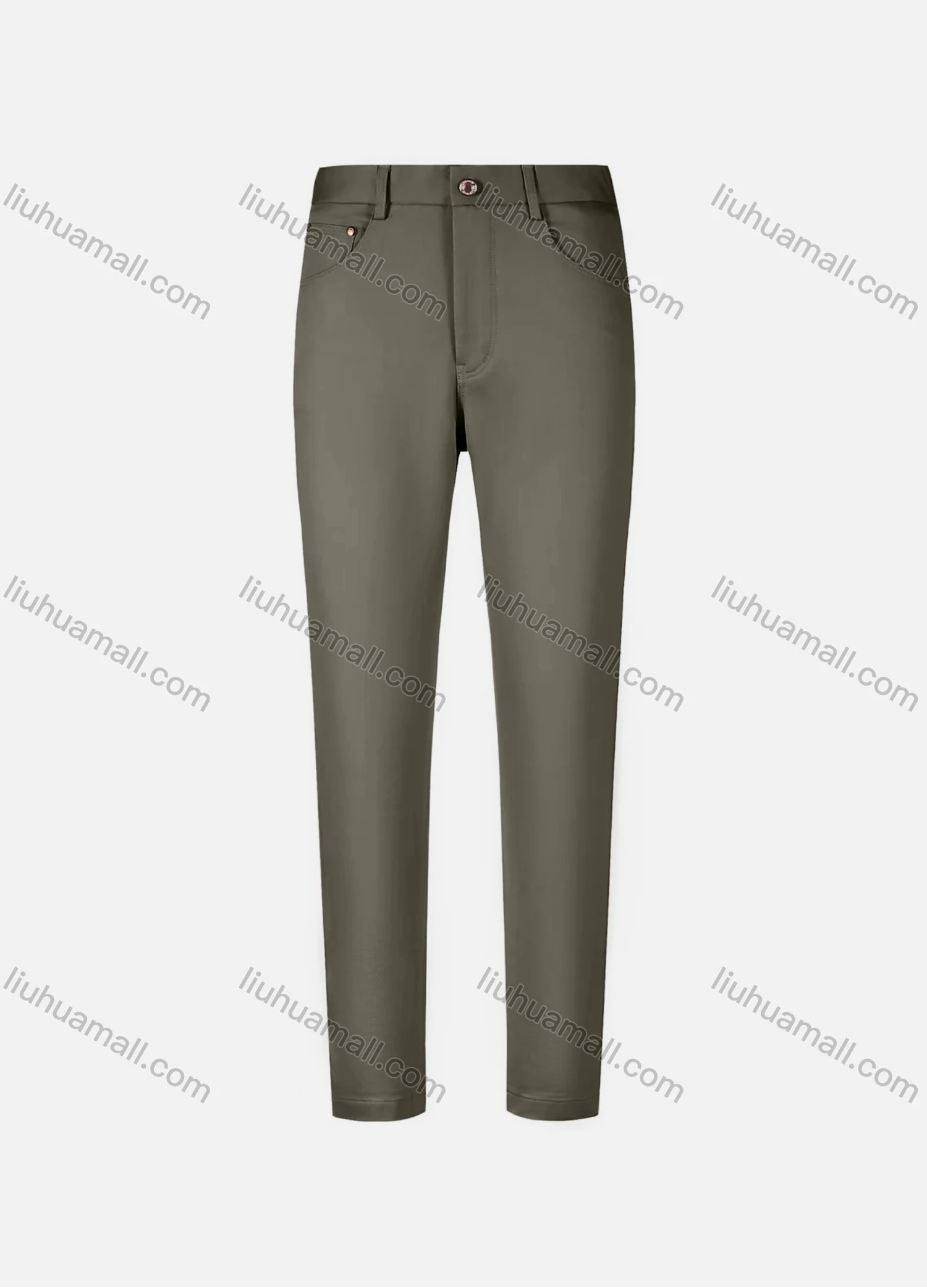 Wholesale Men's Casual Plain 100%Cotton Patch Pocket Button Closure Slim Fit Straight Leg Pant D0961# - Liuhuamall