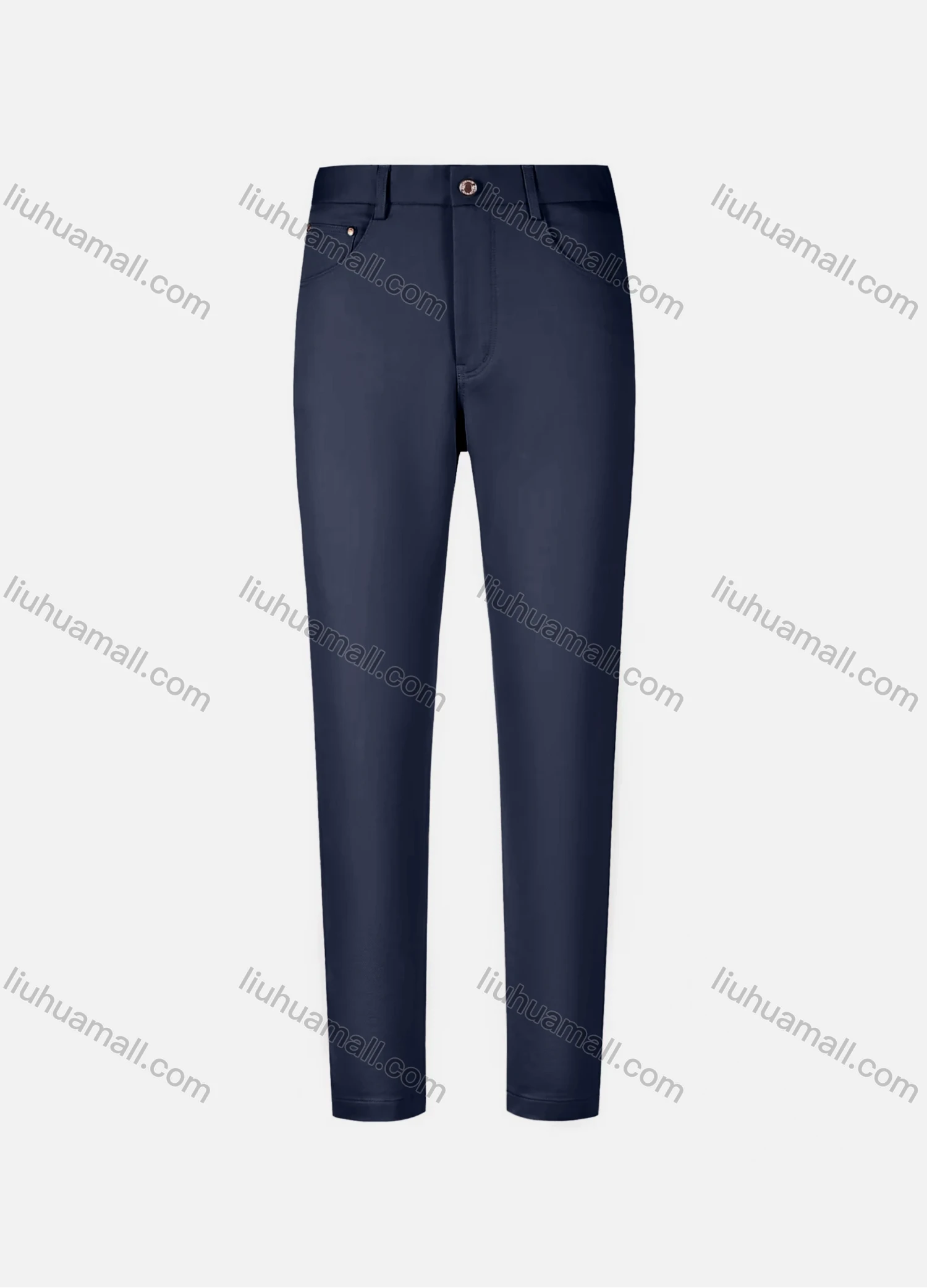 Wholesale Men's Casual Plain 100%Cotton Patch Pocket Button Closure Slim Fit Straight Leg Pant D0961# - Liuhuamall