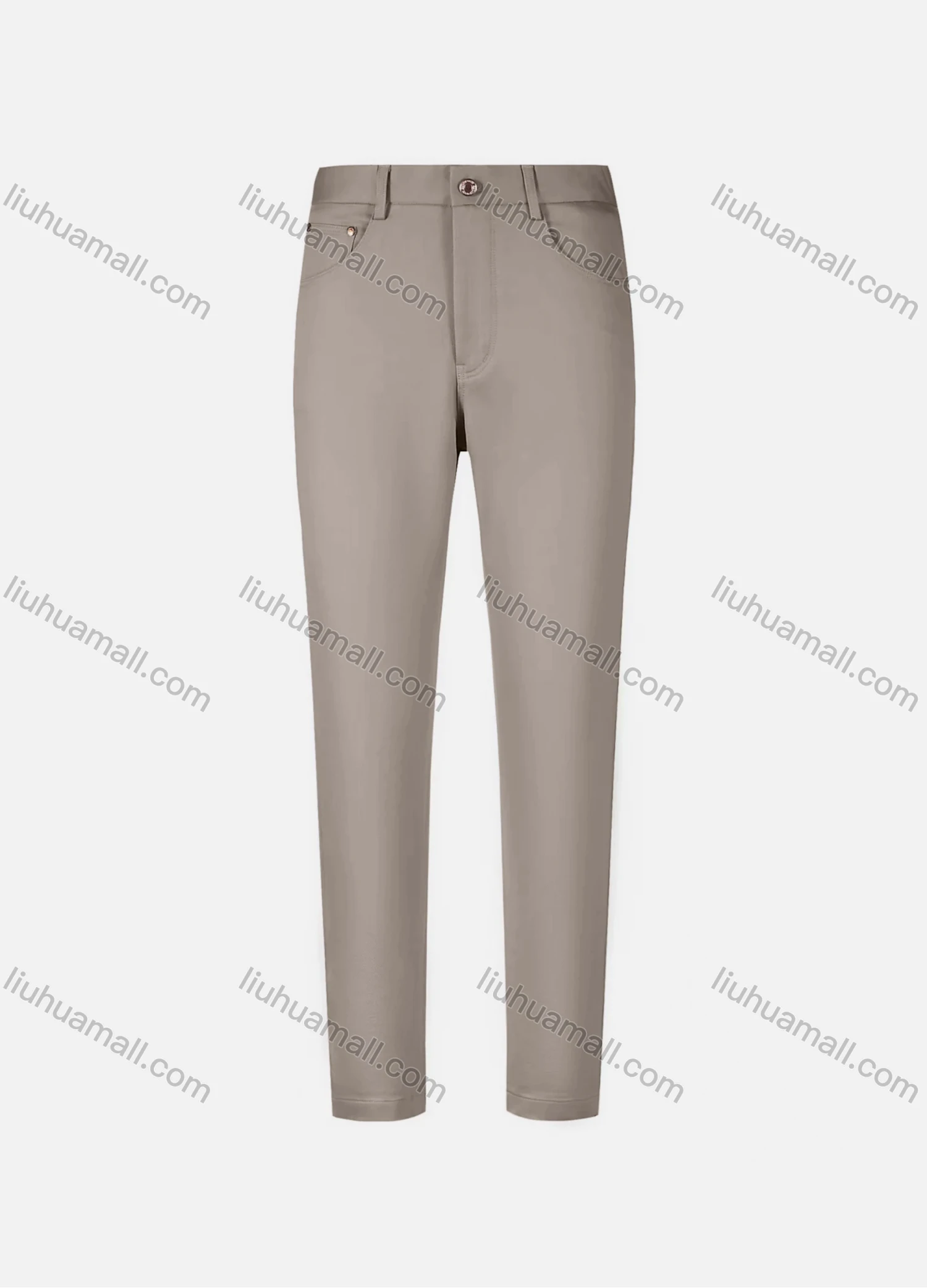 Wholesale Men's Casual Plain 100%Cotton Patch Pocket Button Closure Slim Fit Straight Leg Pant D0961# - Liuhuamall