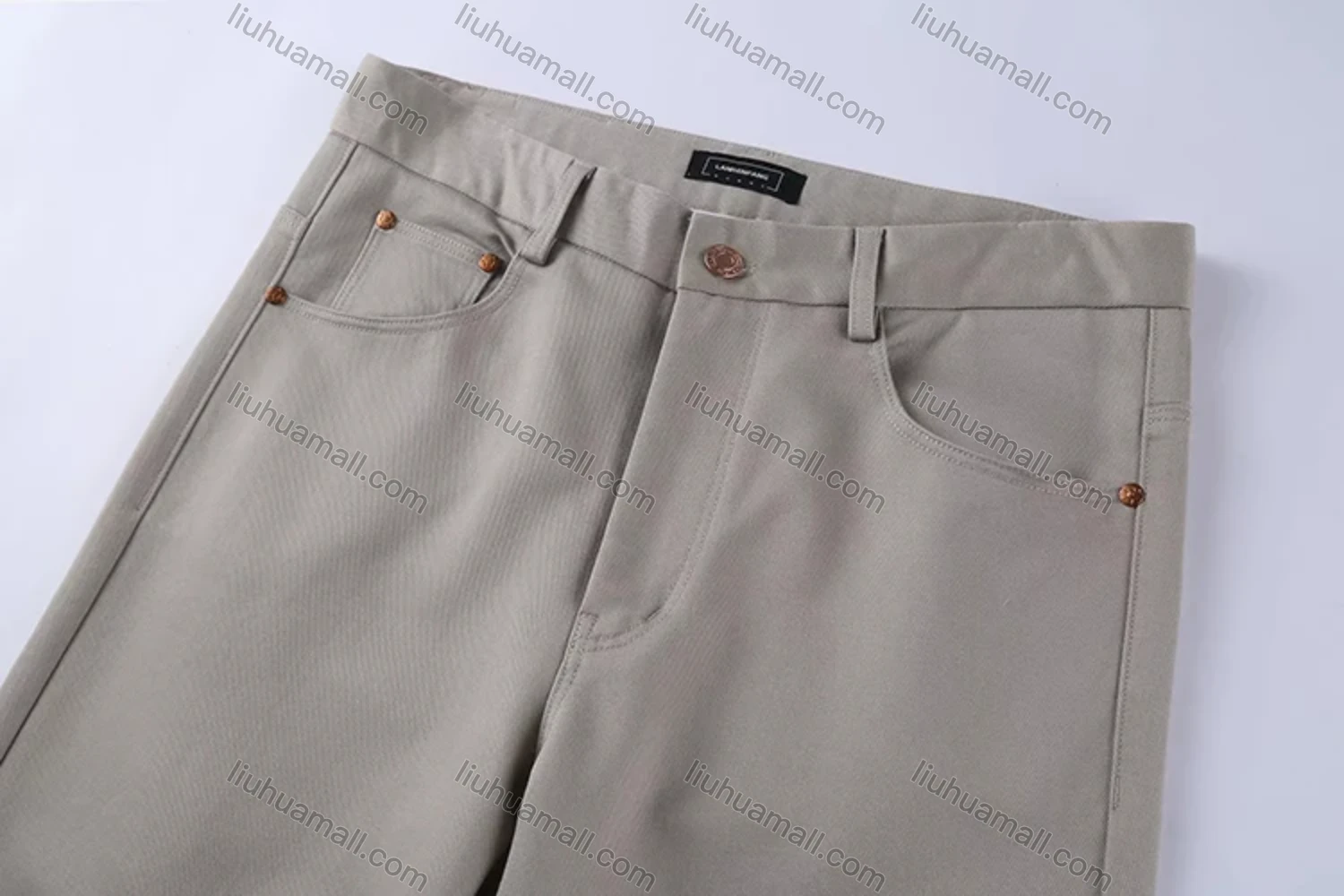 Wholesale Men's Casual Plain 100%Cotton Patch Pocket Button Closure Slim Fit Straight Leg Pant D0961# - Liuhuamall