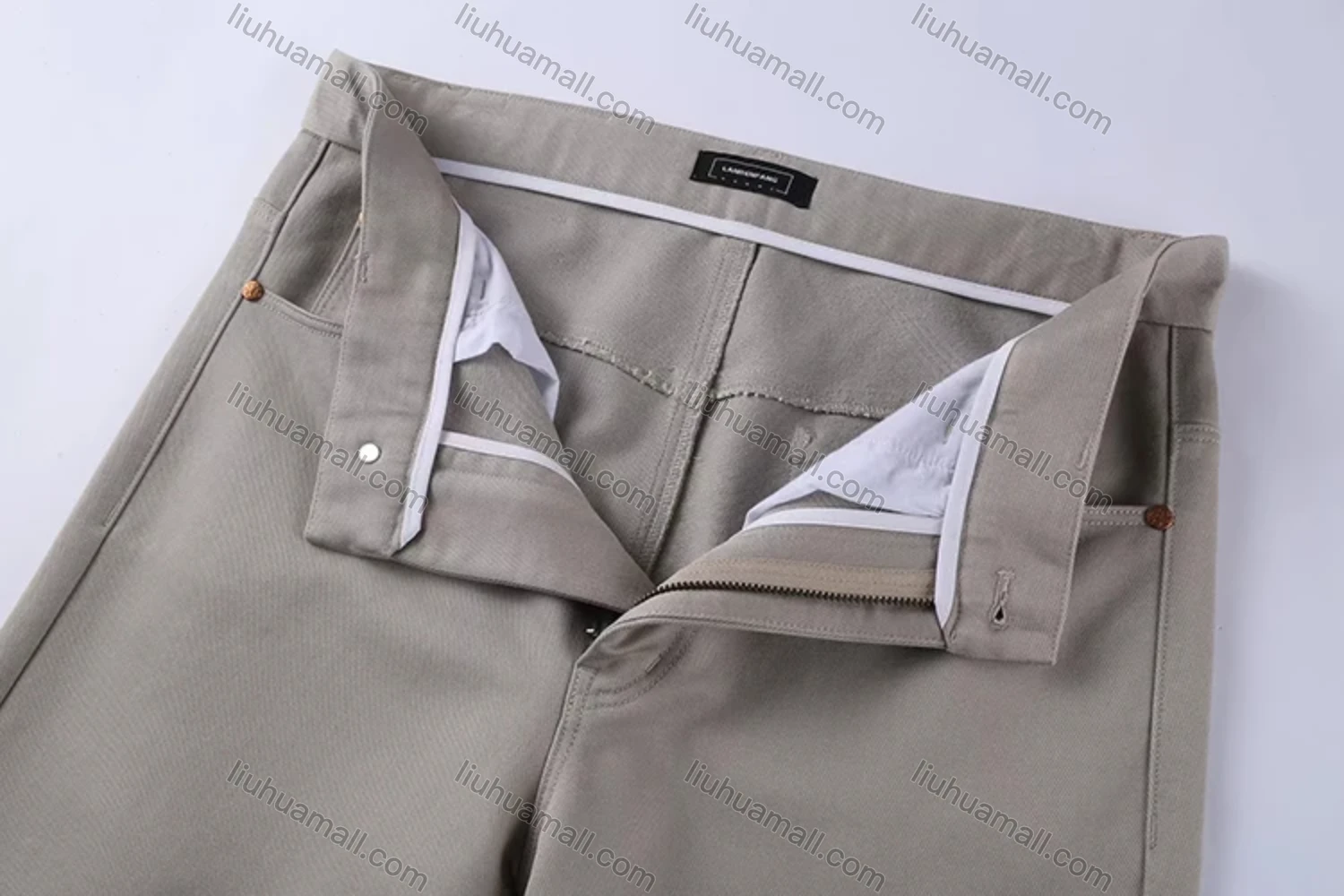 Wholesale Men's Casual Plain 100%Cotton Patch Pocket Button Closure Slim Fit Straight Leg Pant D0961# - Liuhuamall