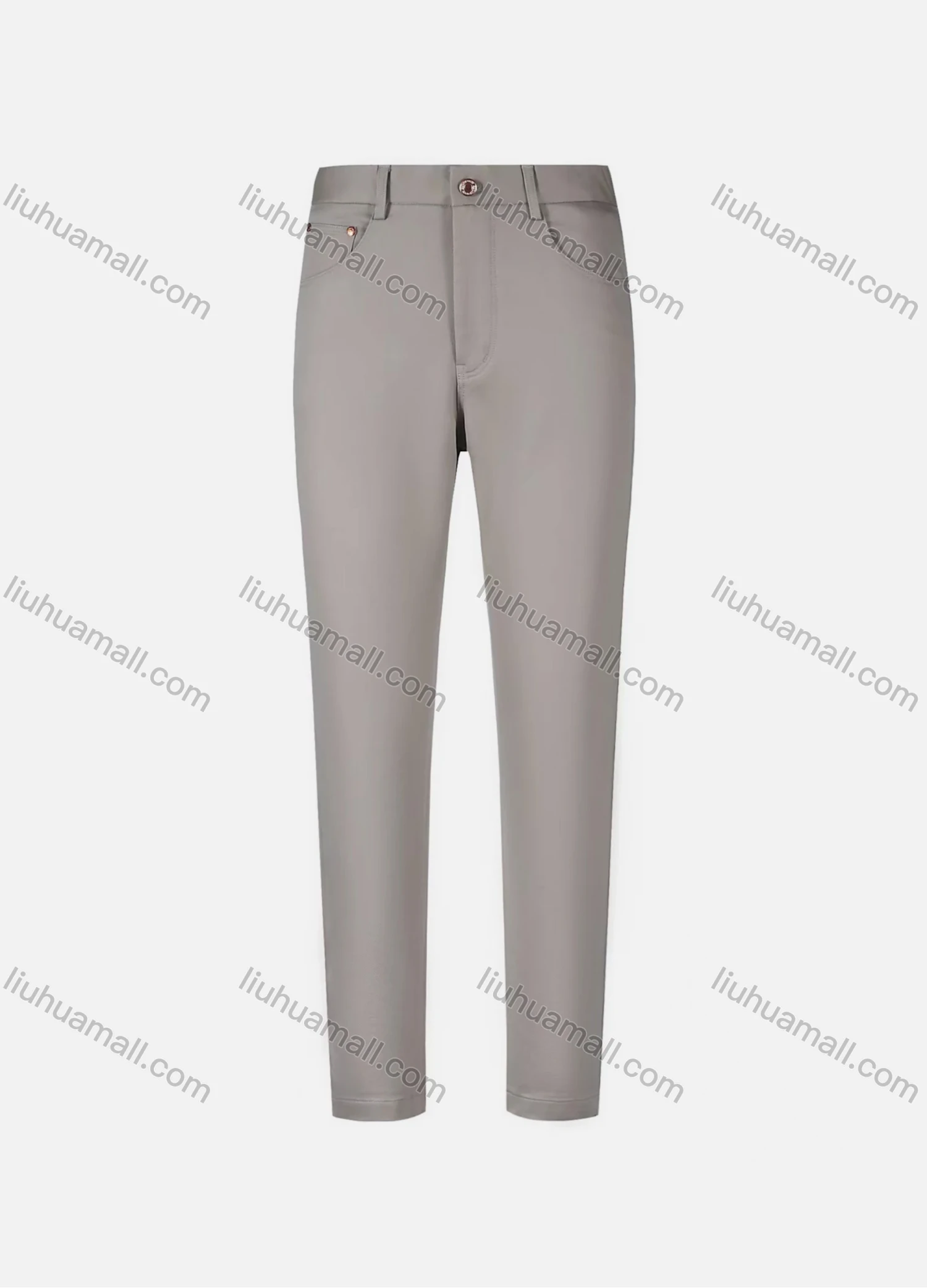 Wholesale Men's Casual Plain 100%Cotton Patch Pocket Button Closure Slim Fit Straight Leg Pant D0961# - Liuhuamall