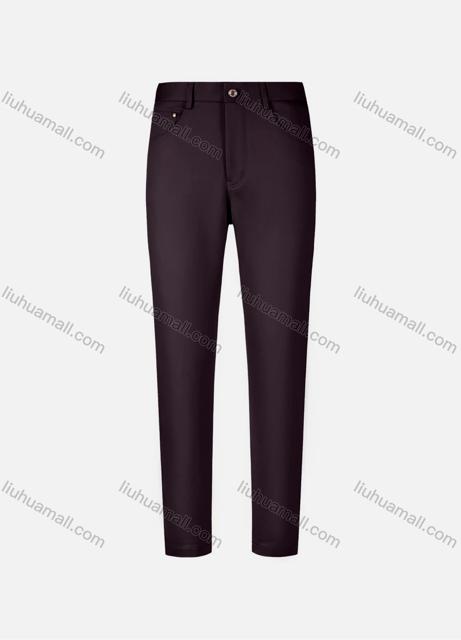 Wholesale Men's Casual Plain 100%Cotton Patch Pocket Button Closure Slim Fit Straight Leg Pant D0961# - Liuhuamall