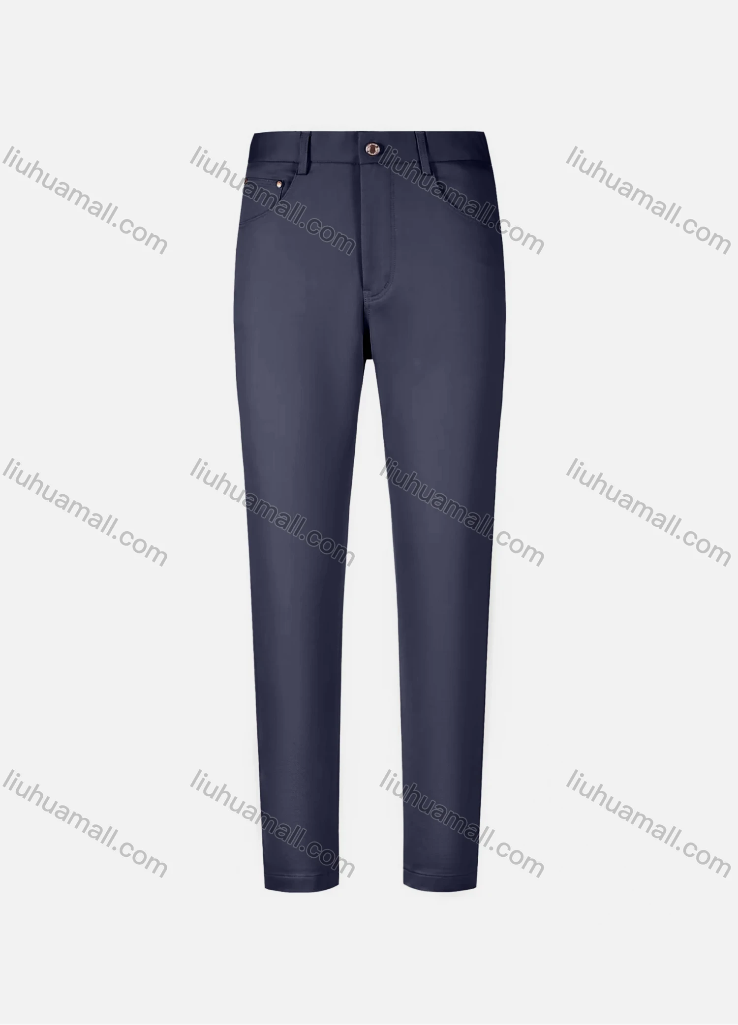 Wholesale Men's Casual Plain 100%Cotton Patch Pocket Button Closure Slim Fit Straight Leg Pant D0961# - Liuhuamall