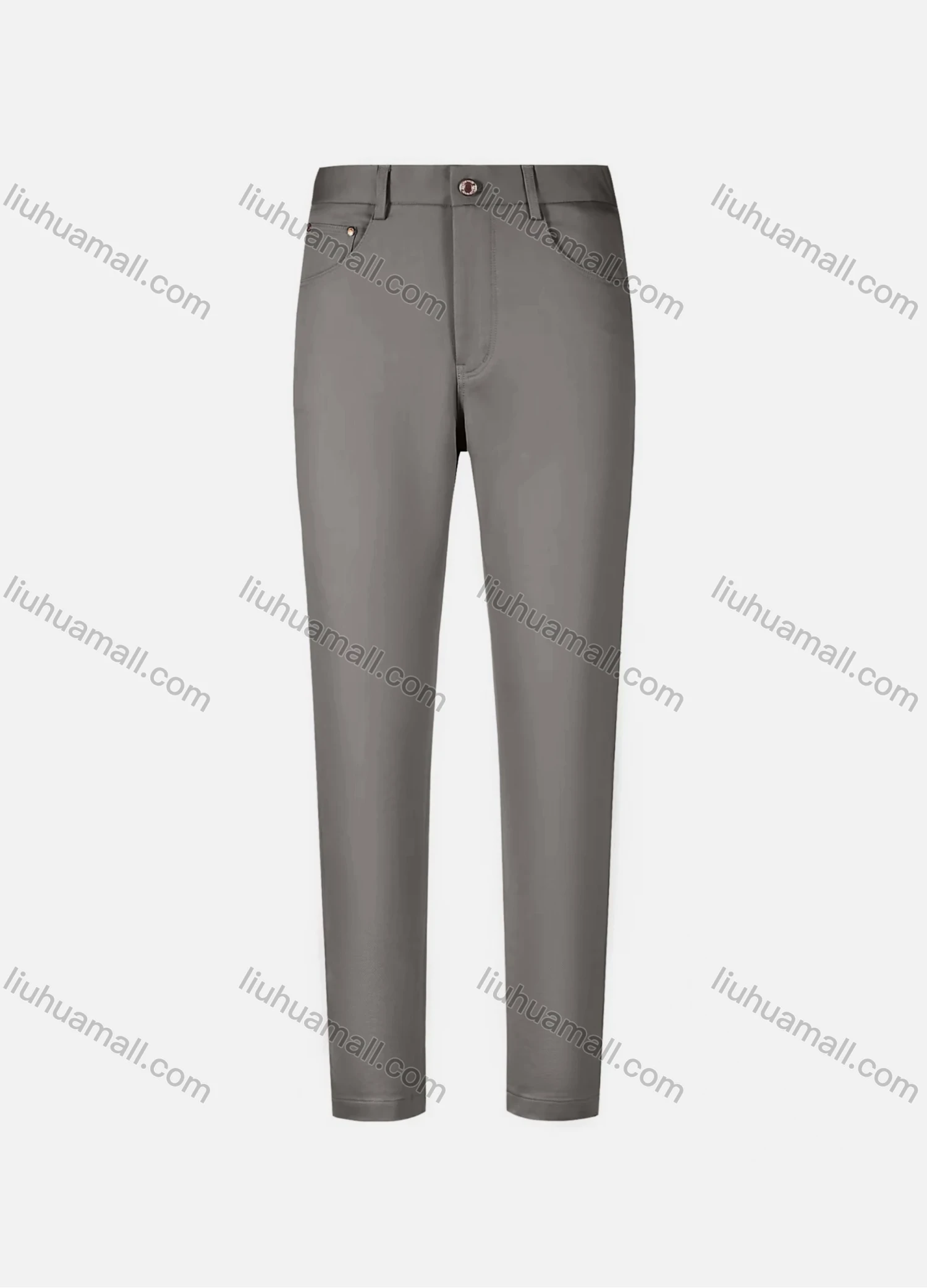 Wholesale Men's Casual Plain 100%Cotton Patch Pocket Button Closure Slim Fit Straight Leg Pant D0961# - Liuhuamall