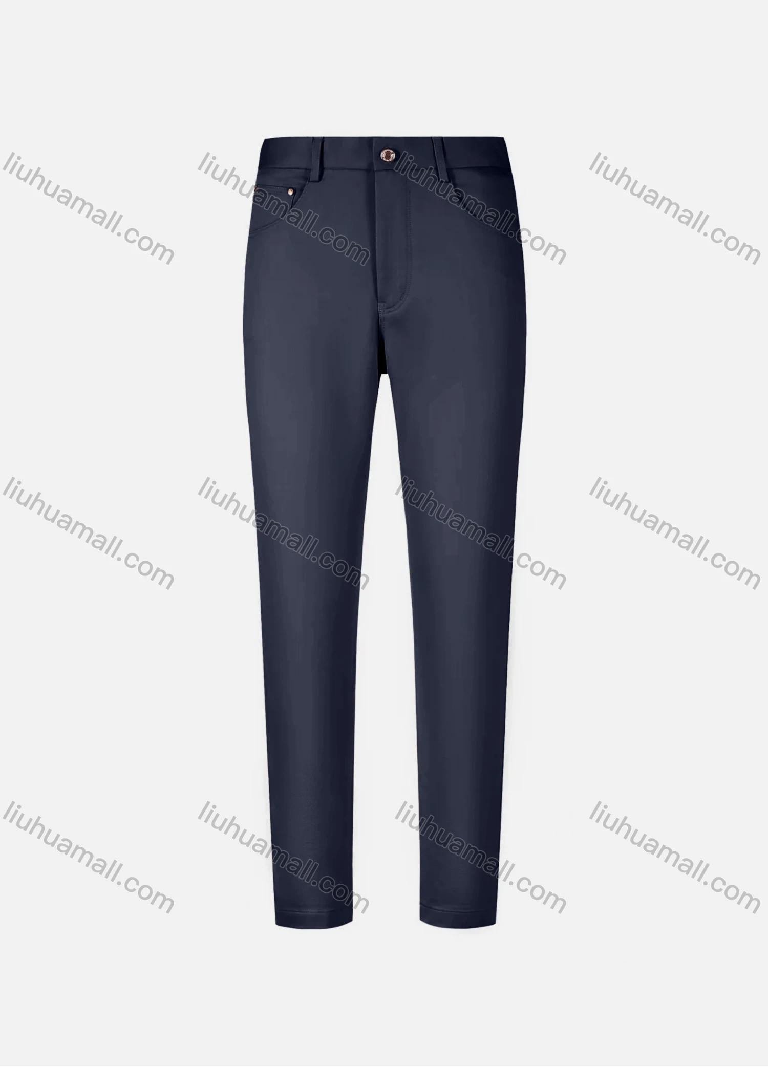 Wholesale Men's Casual Plain 100%Cotton Patch Pocket Button Closure Slim Fit Straight Leg Pant D0961# - Liuhuamall