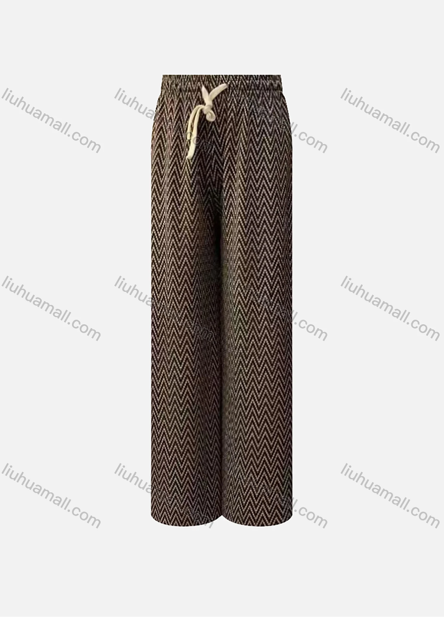 Wholesale Women's High Waist Drawstring Allover Print Casual Wide Leg Pants - Liuhuamall