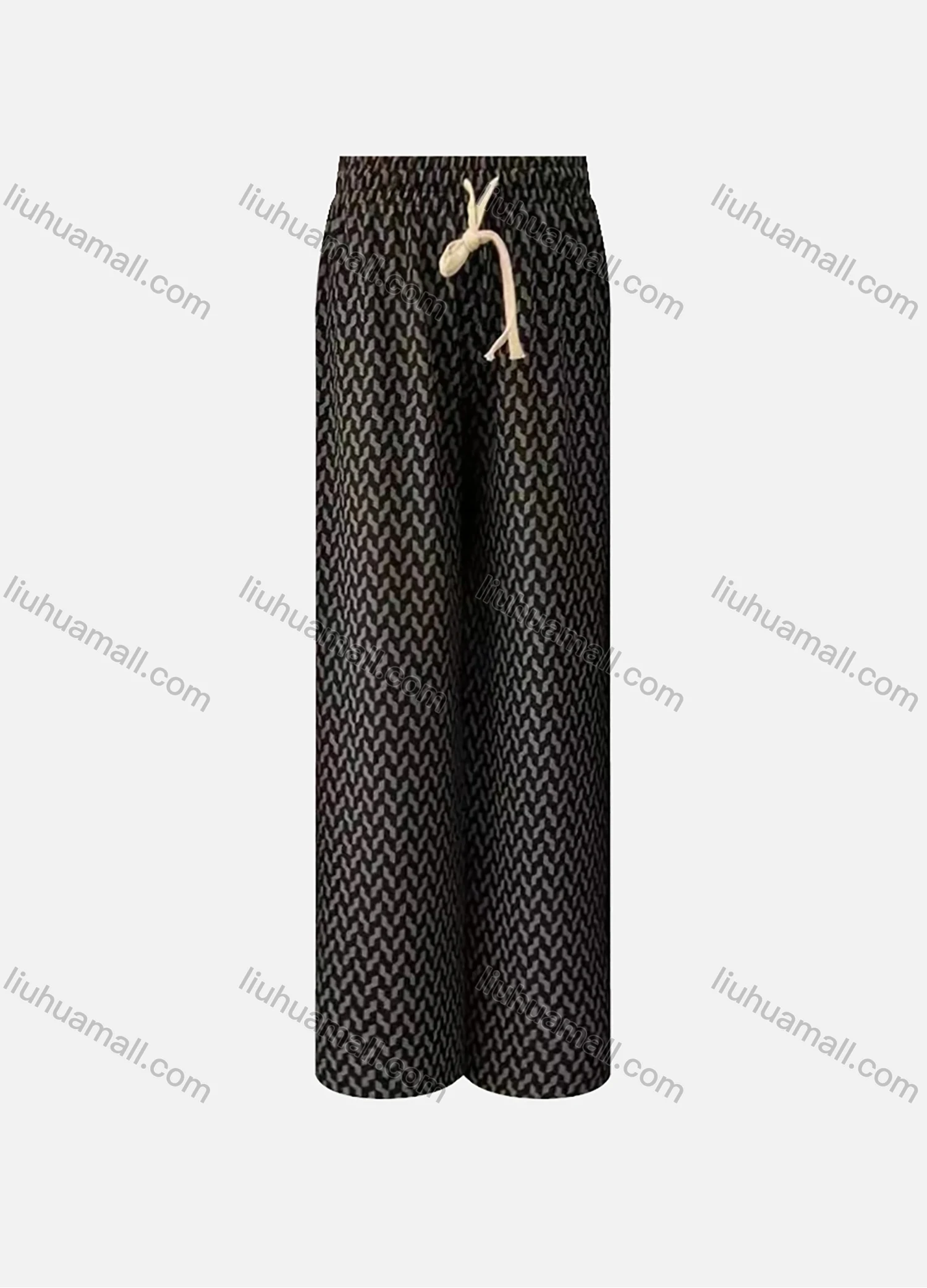 Wholesale Women's High Waist Drawstring Allover Print Casual Wide Leg Pants - Liuhuamall