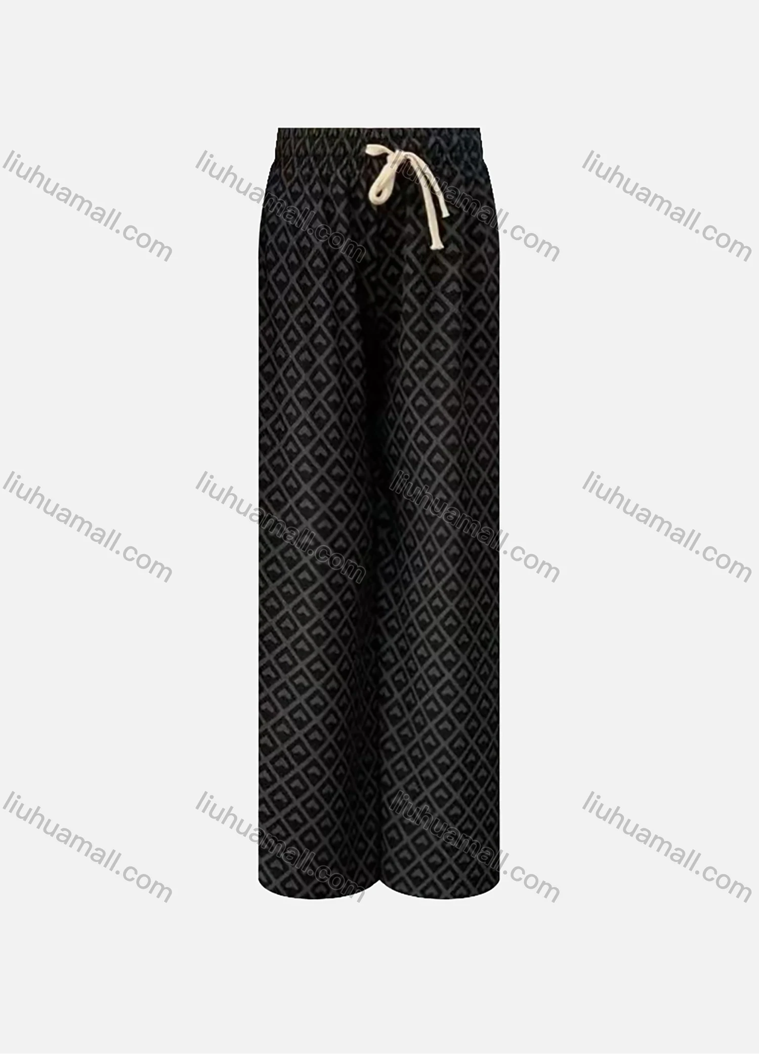 Wholesale Women's High Waist Drawstring Allover Print Casual Wide Leg Pants - Liuhuamall
