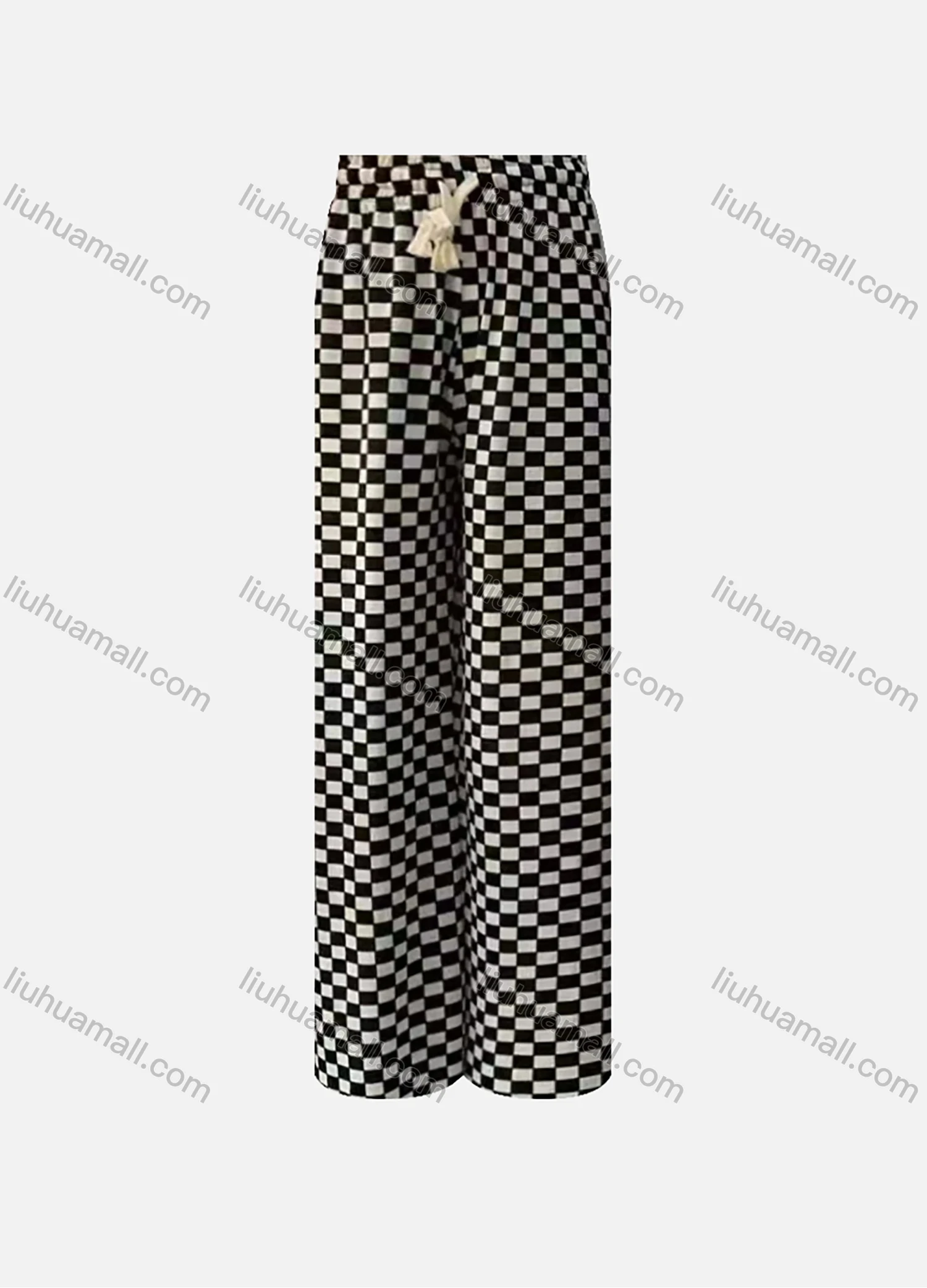 Wholesale Women's High Waist Drawstring Allover Print Casual Wide Leg Pants - Liuhuamall