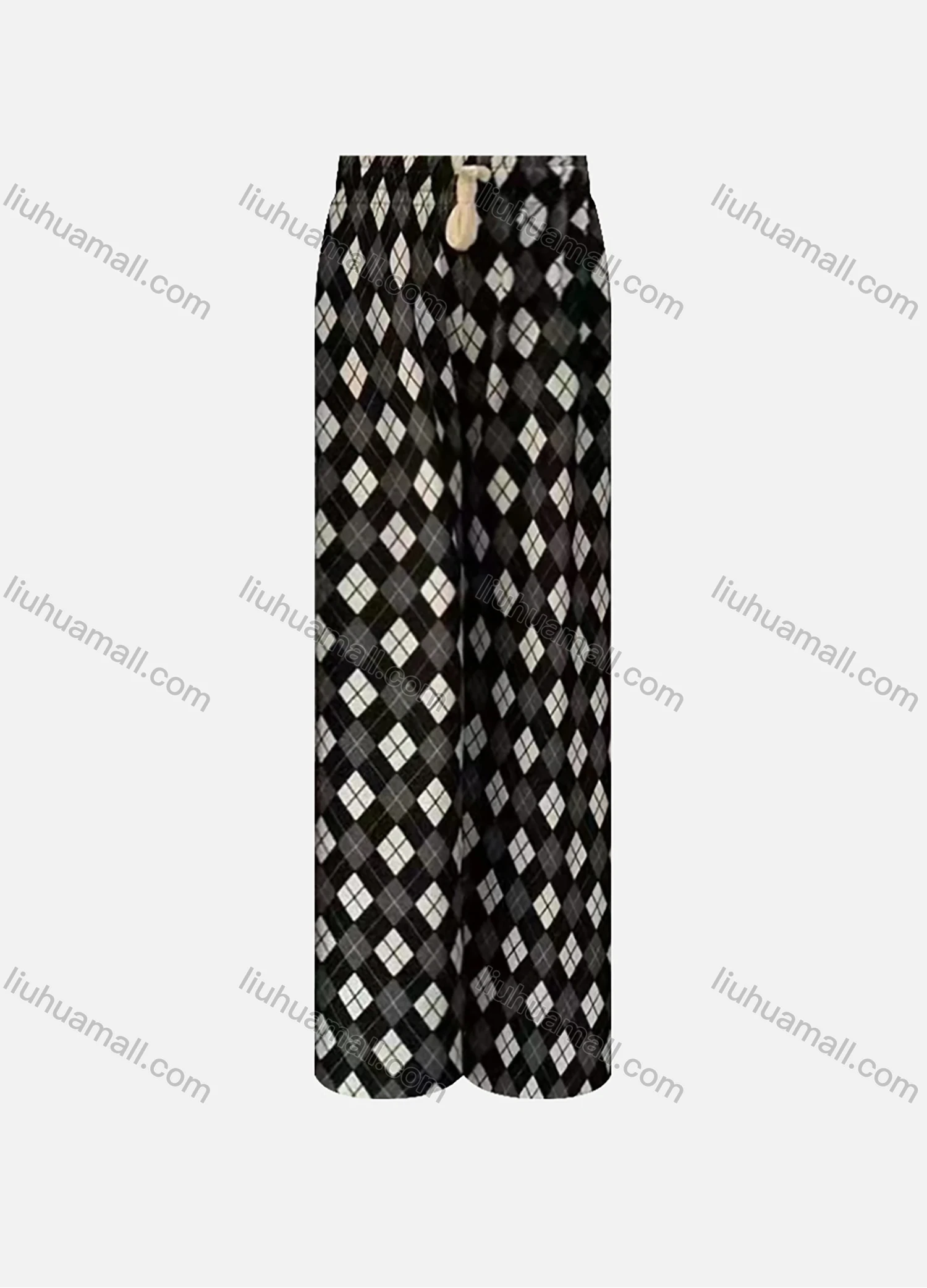 Wholesale Women's High Waist Drawstring Allover Print Casual Wide Leg Pants - Liuhuamall