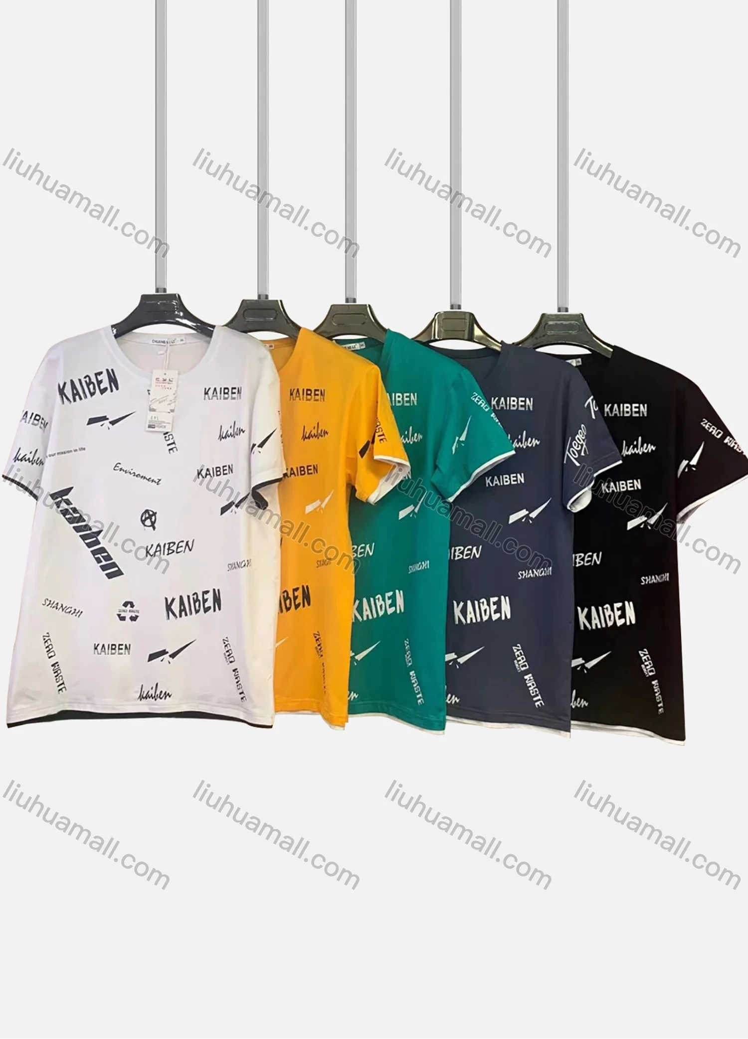 Wholesale Men's Plus Size Round Neck Short Sleeve Letter Print T-Shirt 3838# - Liuhuamall