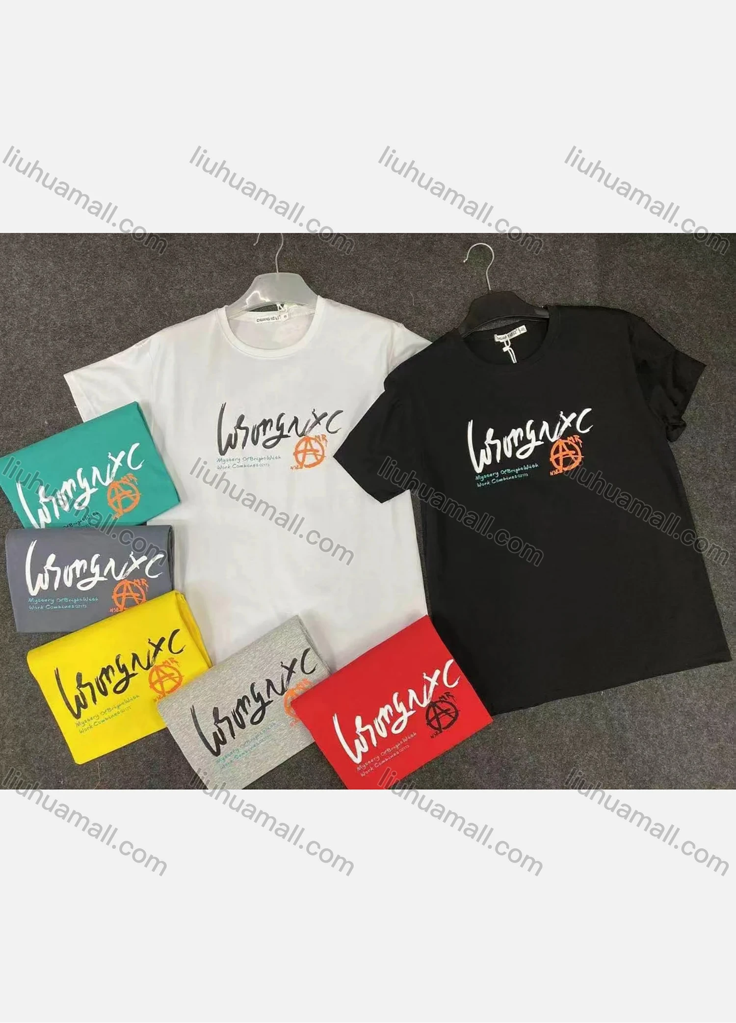 Wholesale Men's Plus Size Round Neck Short Sleeve Letter Print T-Shirt - Liuhuamall