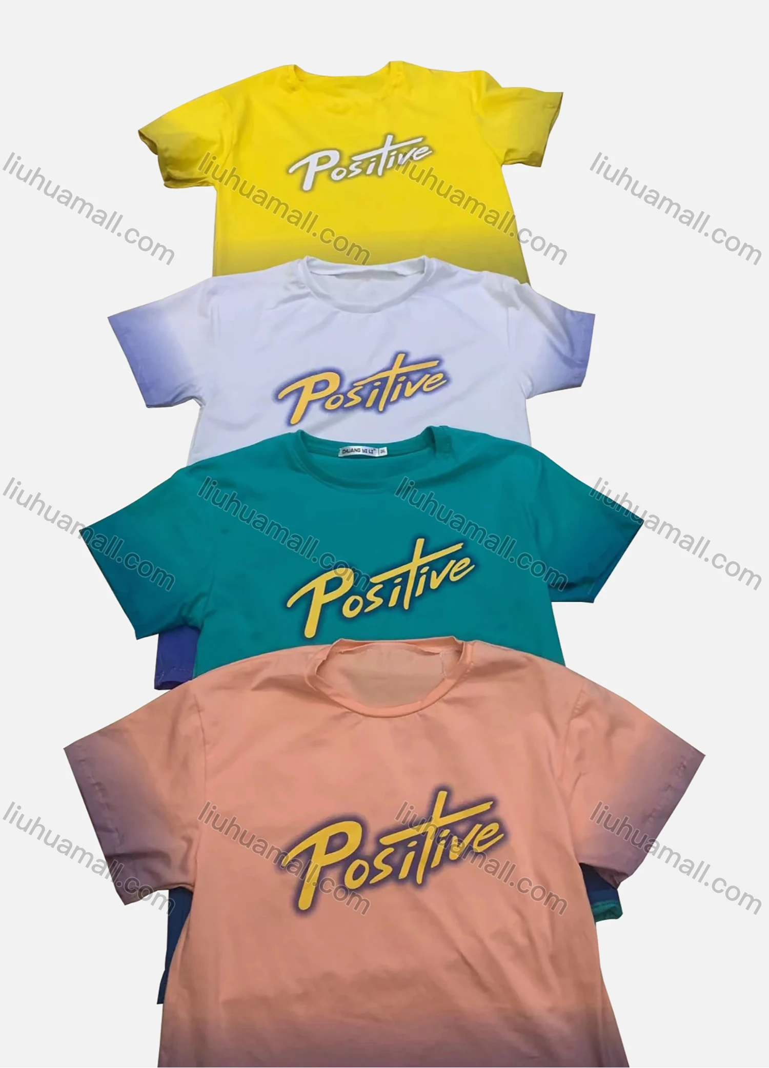 Wholesale Men's Plus Size Round Neck Short Sleeve Gradient Letter Print T-Shirt 6120# - Liuhuamall