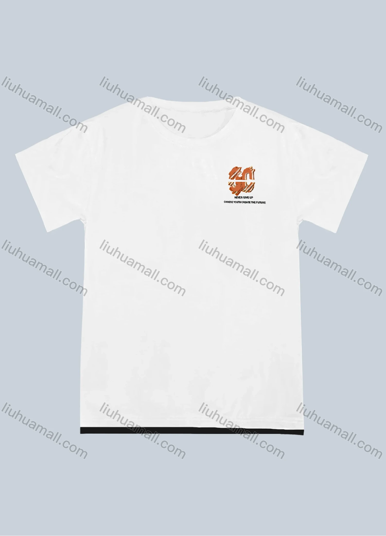 Wholesale Men's Plus Size Round Neck Short Sleeve Contrast Letter Print T-Shirt 2191# - Liuhuamall