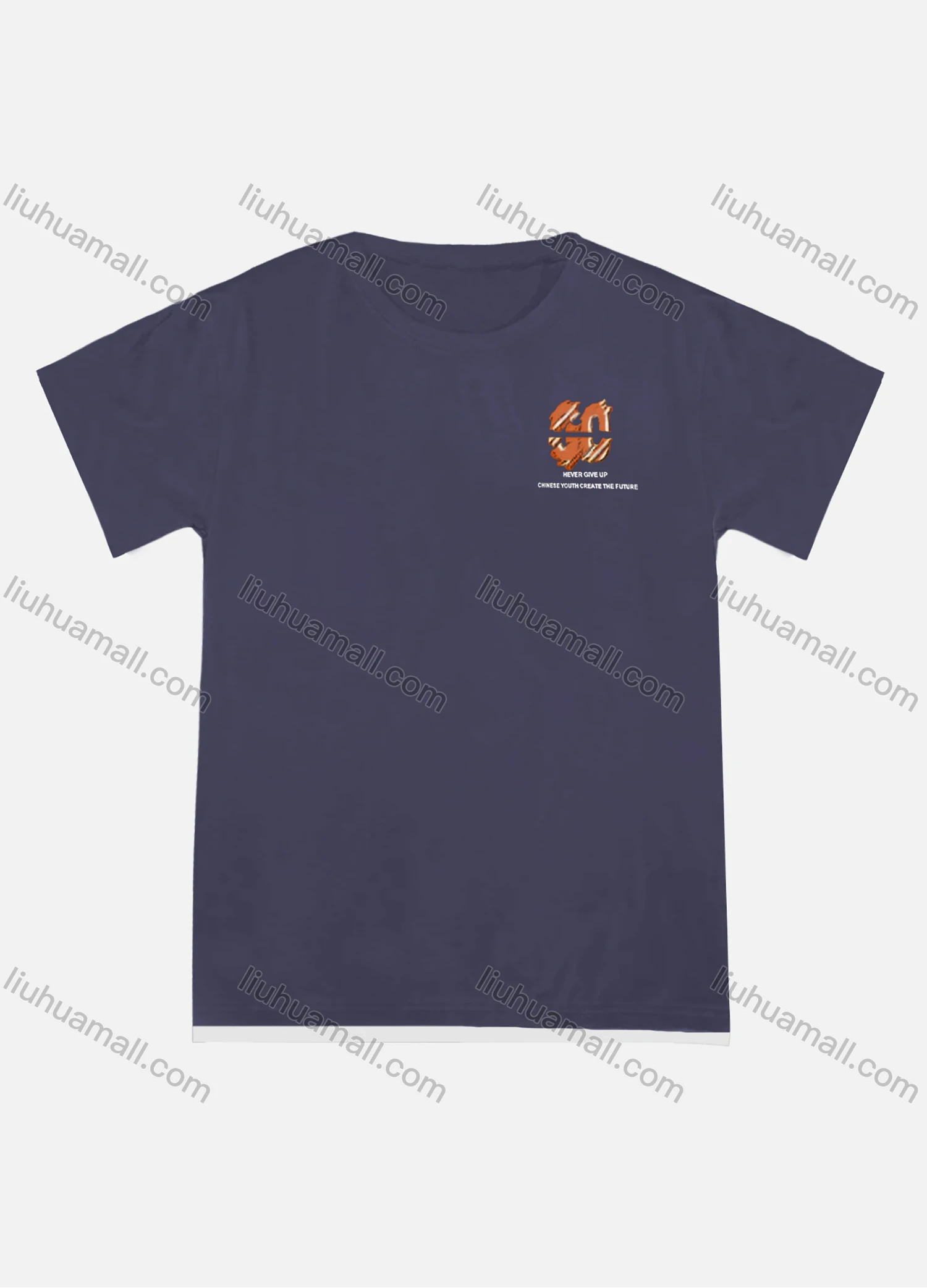 Wholesale Men's Plus Size Round Neck Short Sleeve Contrast Letter Print T-Shirt 2191# - Liuhuamall