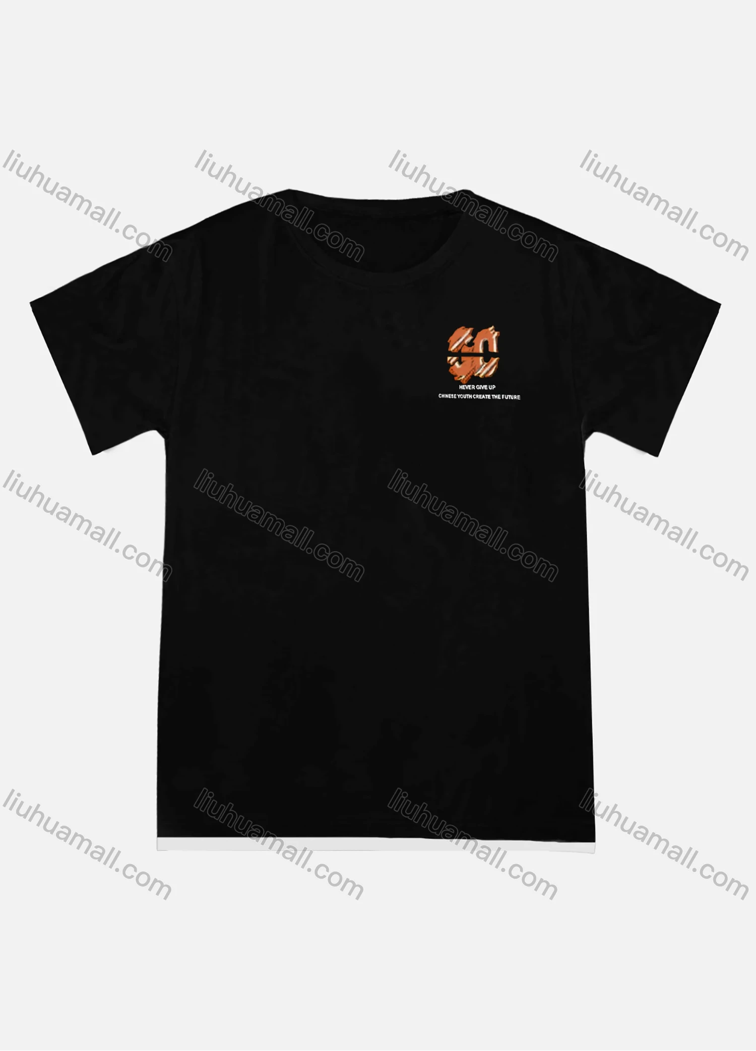 Wholesale Men's Plus Size Round Neck Short Sleeve Contrast Letter Print T-Shirt 2191# - Liuhuamall