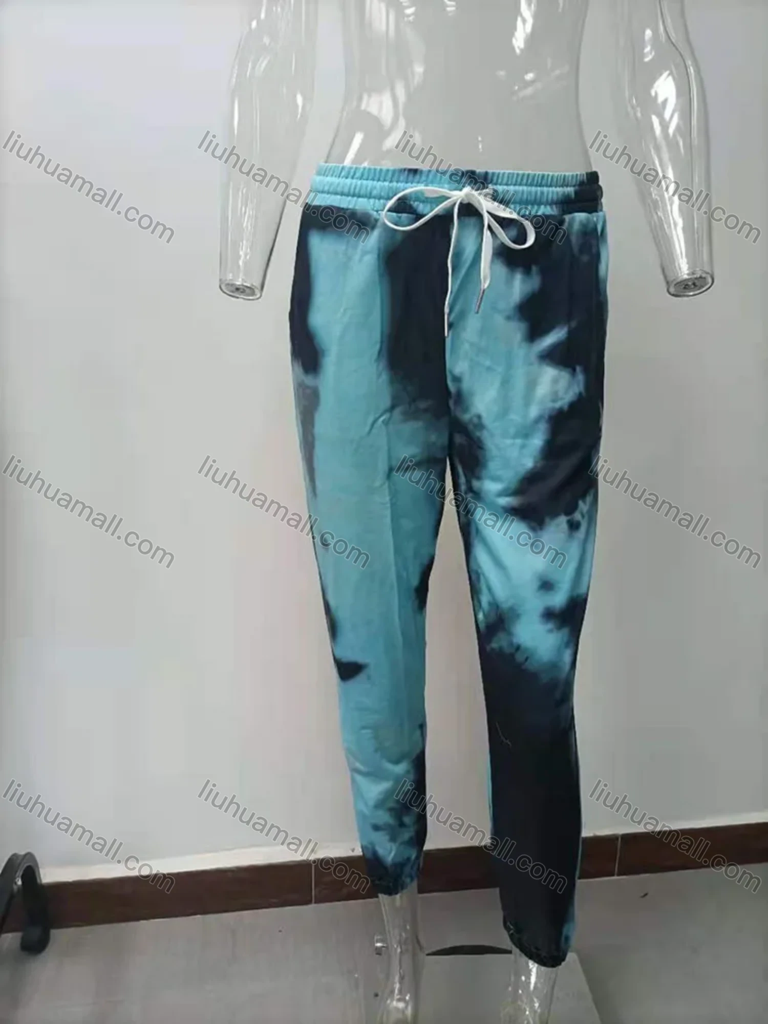 Wholesale Women's Casual Plain Tie Dye Drawstring Capris Joggers - Liuhuamall