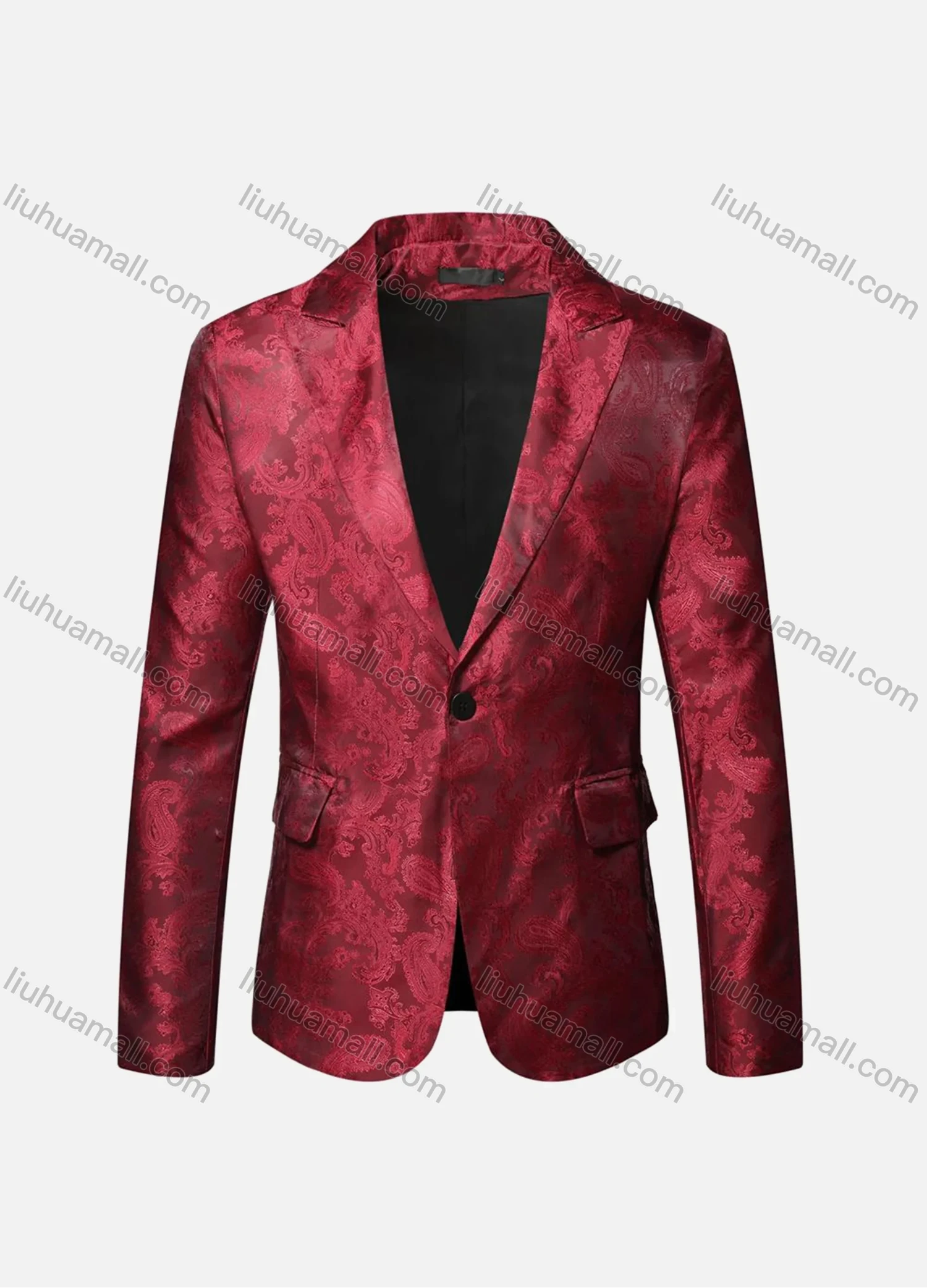 Wholesale Men's Formal Paisley Print Lapel Patch Pocket One Button Evening Suit Jacket - Liuhuamall