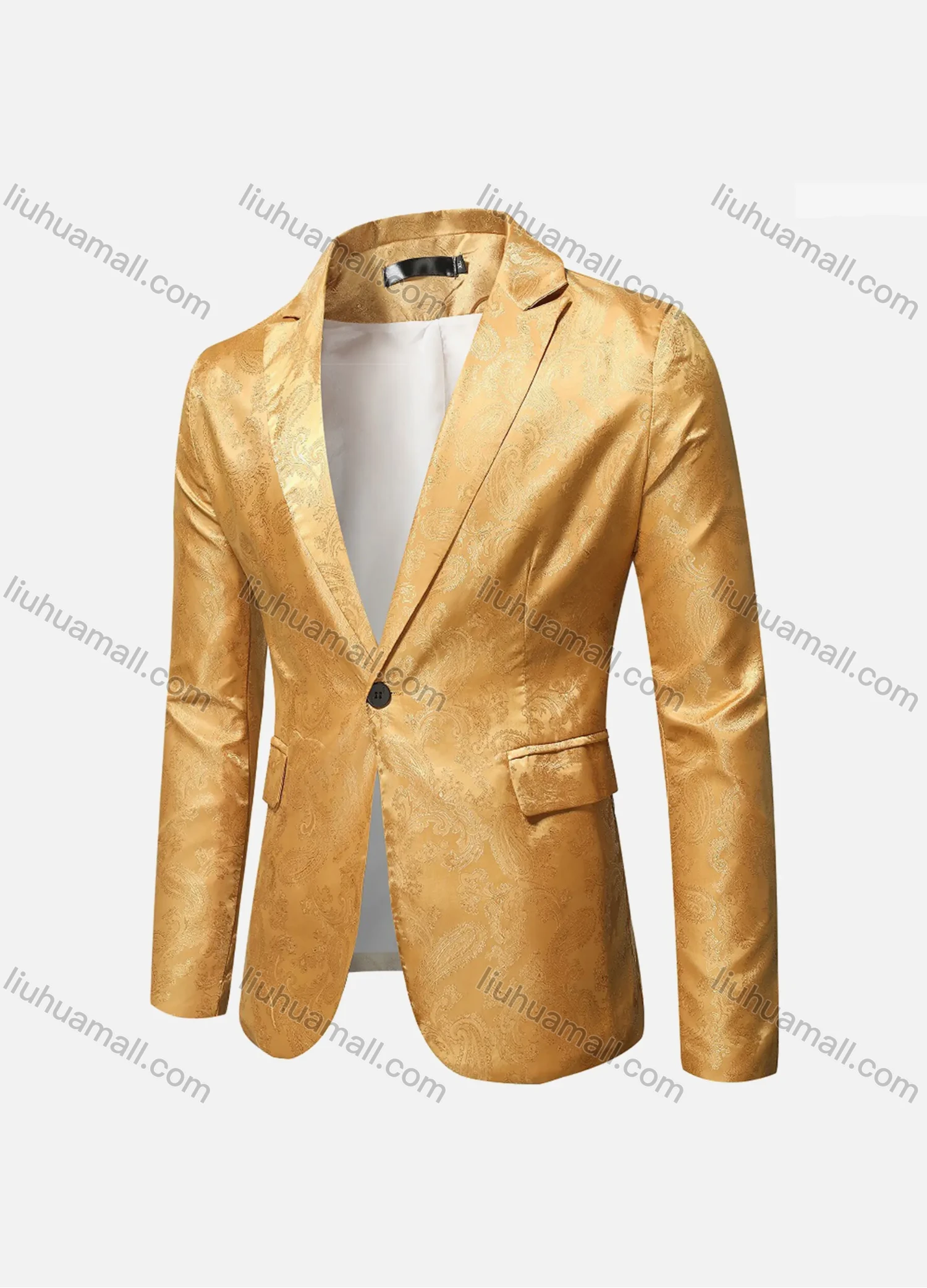 Wholesale Men's Formal Paisley Print Lapel Patch Pocket One Button Evening Suit Jacket - Liuhuamall
