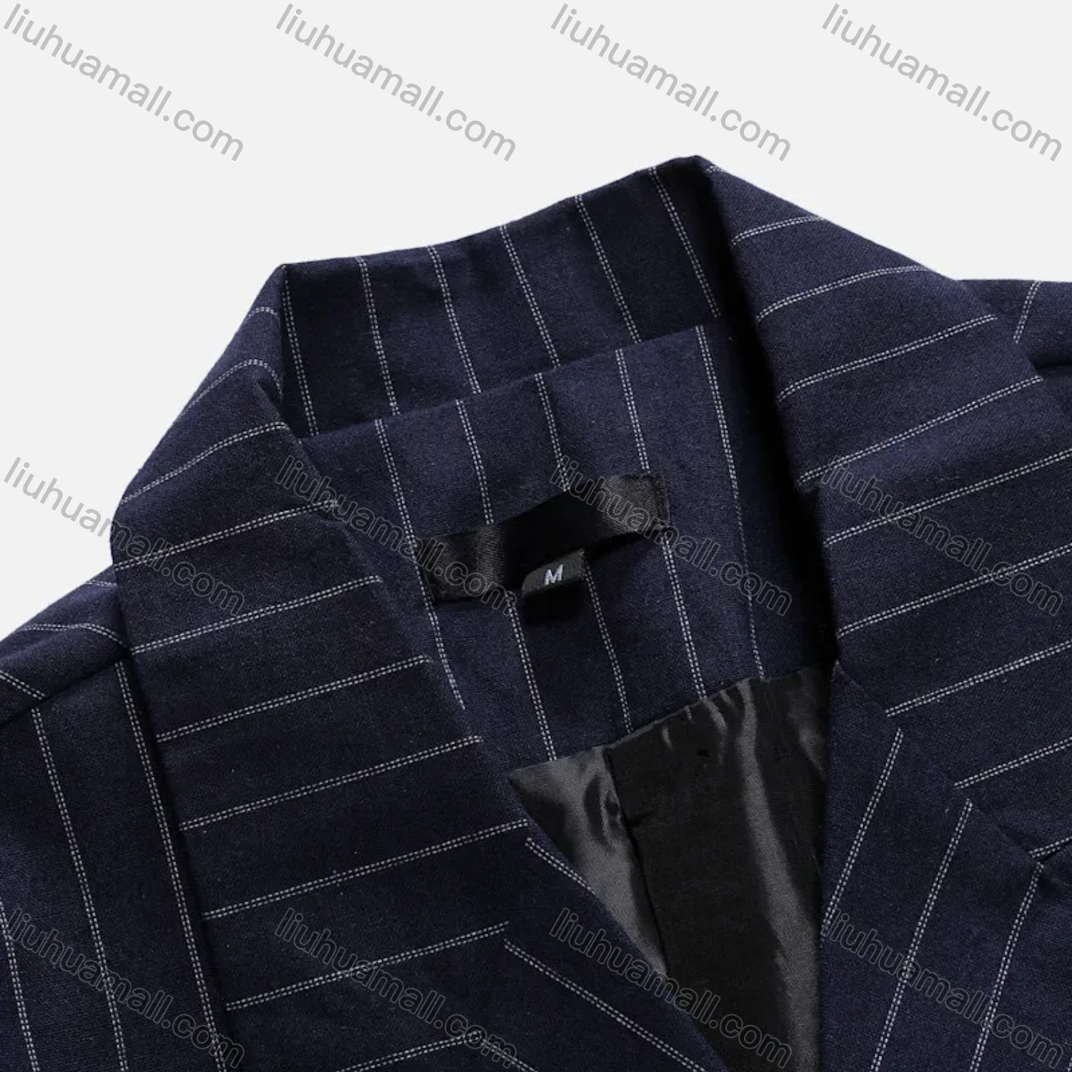 Wholesale Men's Formal & Casual Striped Double Breasted Lapel Patch Pocket Suit Jacket - Liuhuamall