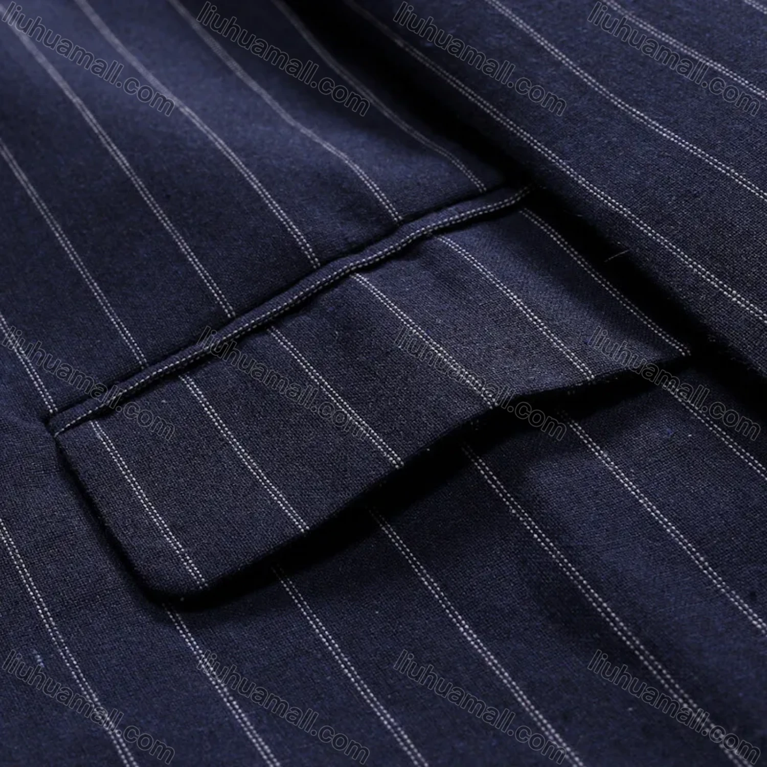 Wholesale Men's Formal & Casual Striped Double Breasted Lapel Patch Pocket Suit Jacket - Liuhuamall